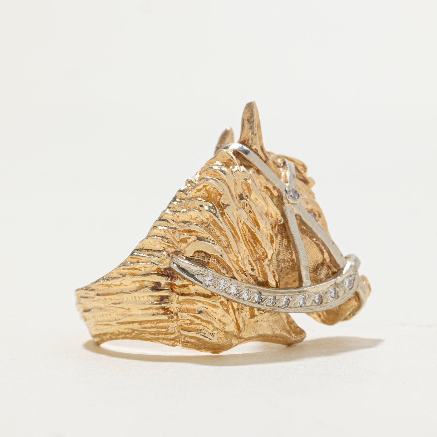 14k Diamond Accent Horse Head Ring | SZ 8.5