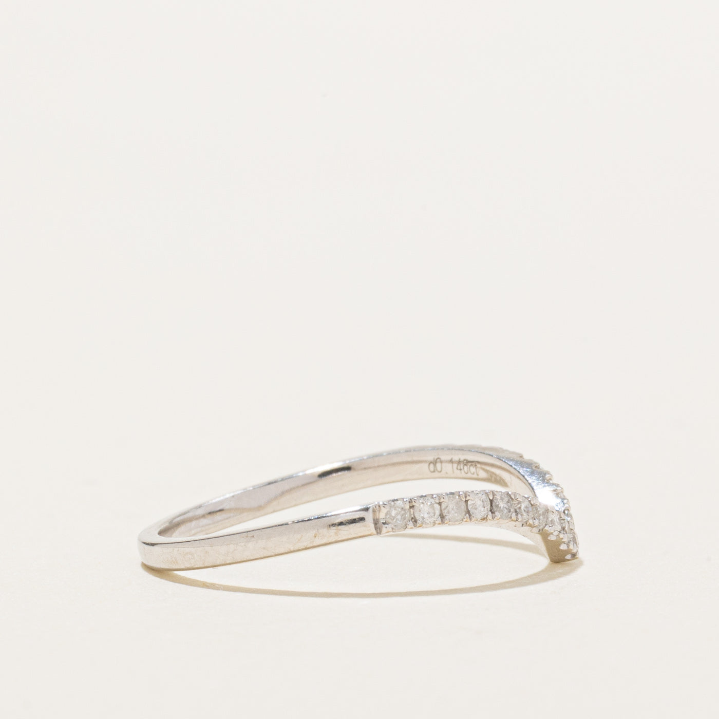 18K White Gold Semi Eternity Diamond Chevron Ring | SZ 6.0