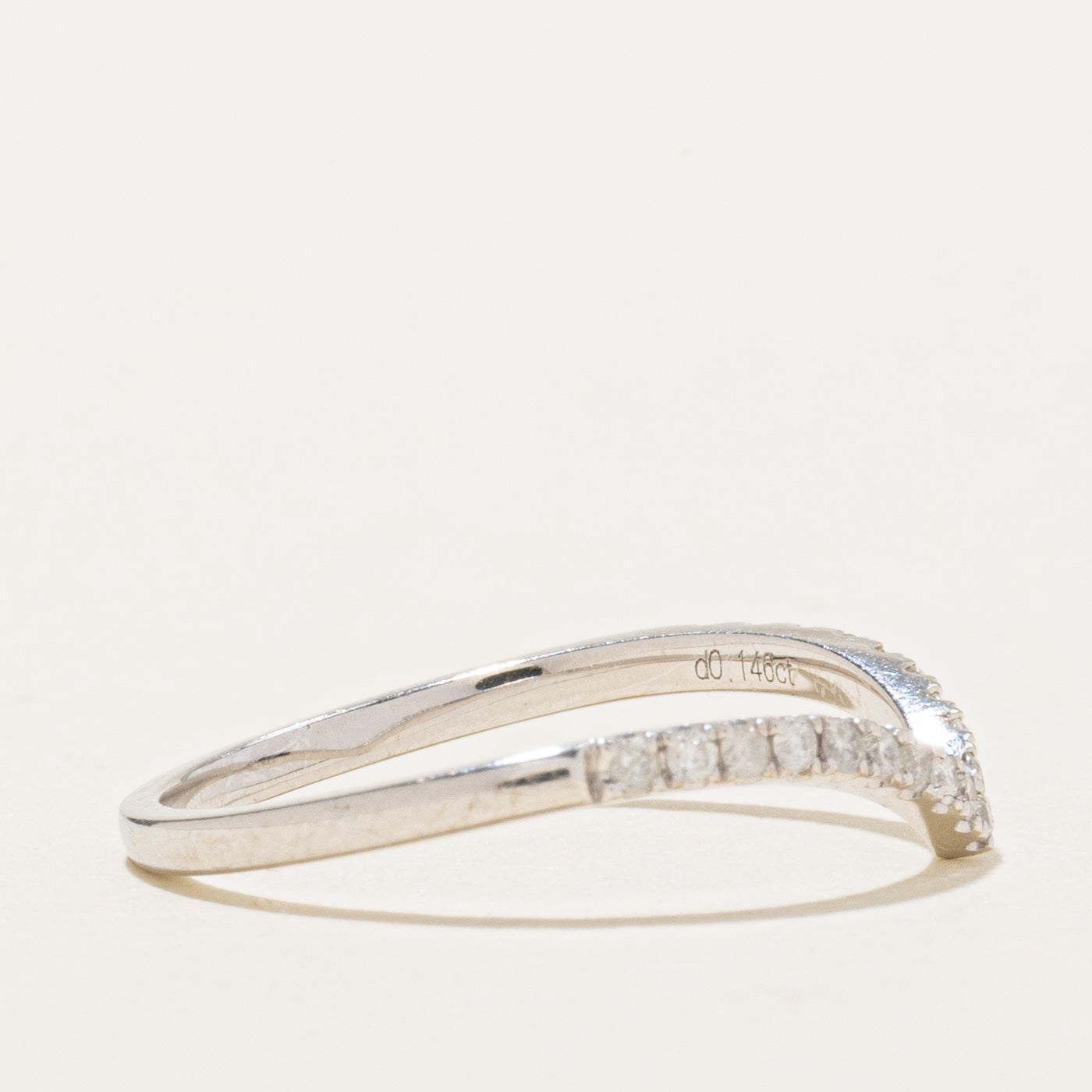18K White Gold Semi Eternity Diamond Chevron Ring | SZ 6.0