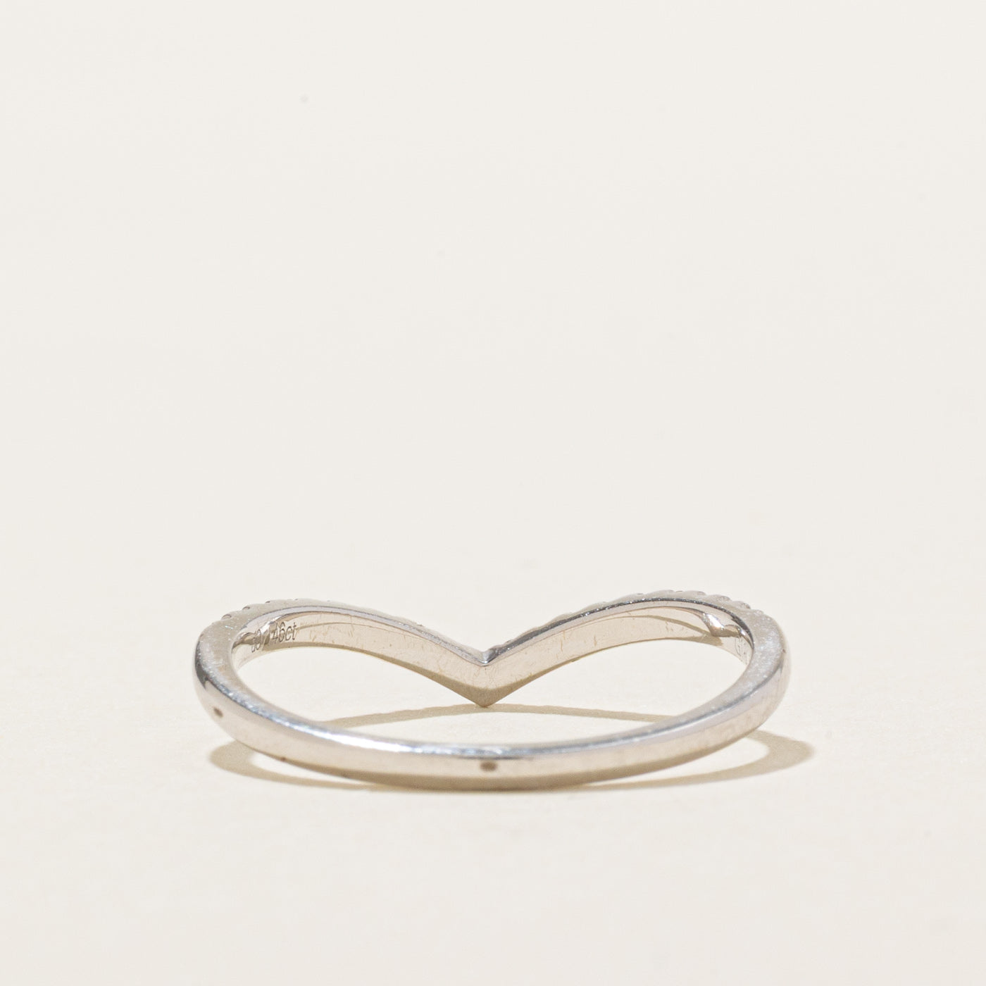 18K White Gold Semi Eternity Diamond Chevron Ring | SZ 6.0