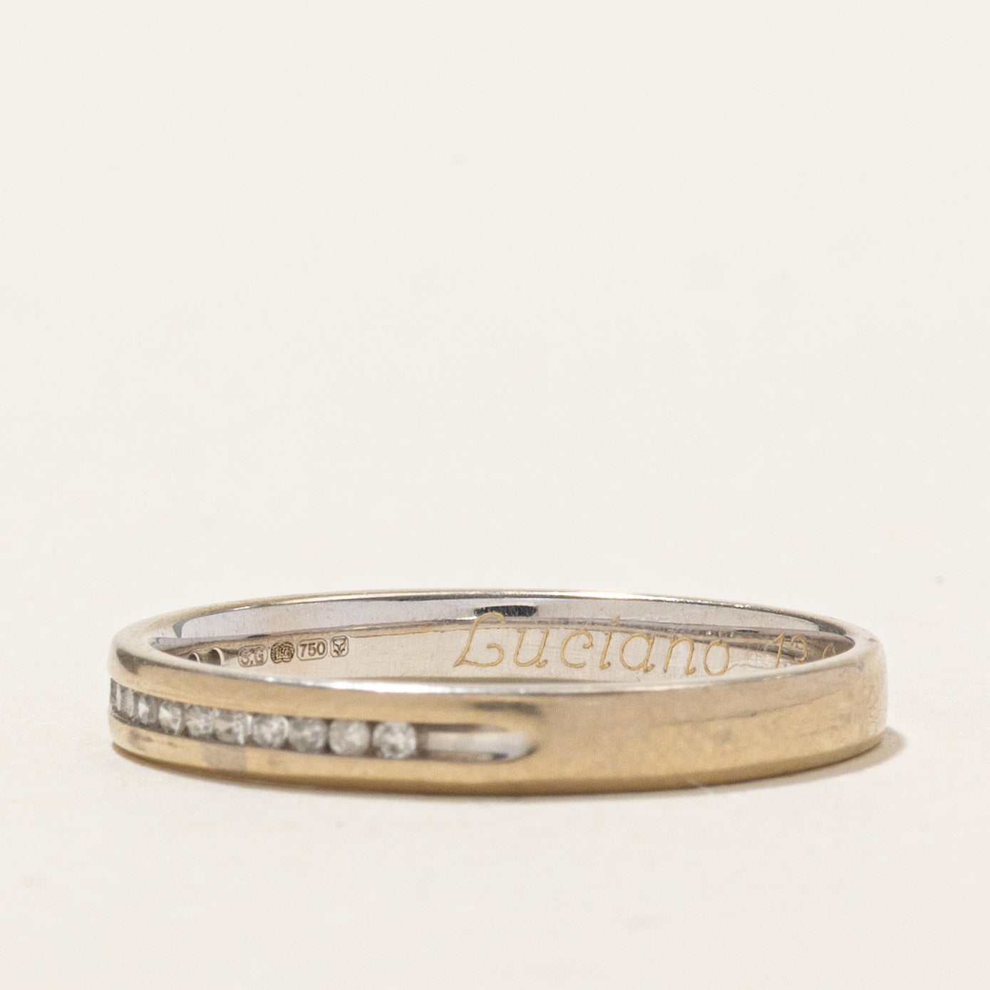 London 18k White Gold Semi Eternity Diamond Band | SZ 6.5