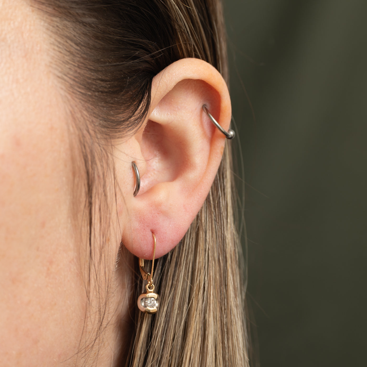 10k Yellow Gold Semi Bezel Diamond Drop Earrings | 0.26ctw