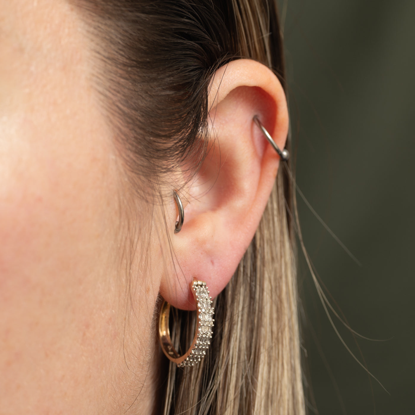 10k Mixed Cut Diamond Hoop Earrings | 0.35ctw