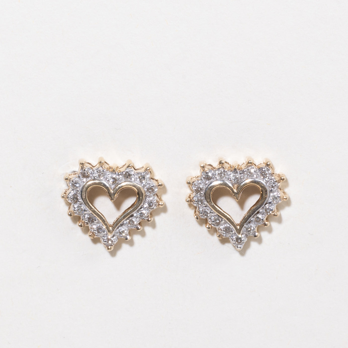 10k Diamond Petal Open Heart Stud Earrings | 0.32ctw