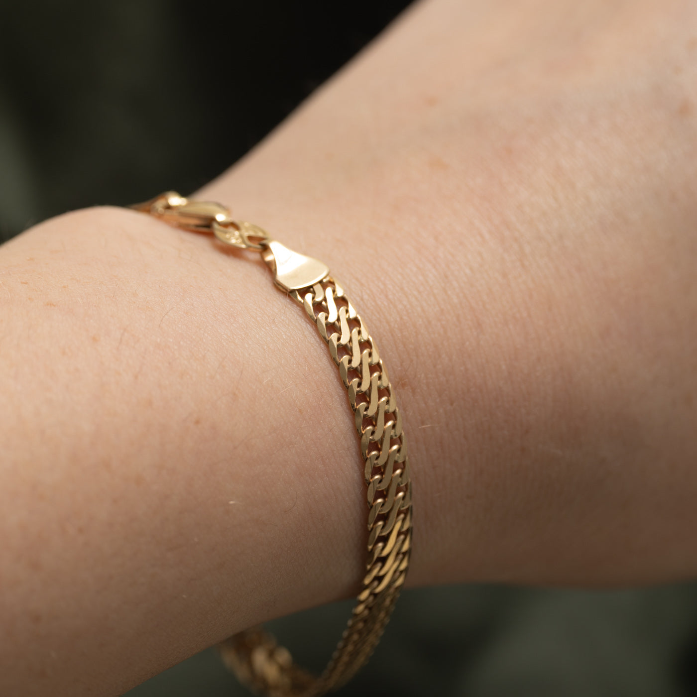 14k Yellow Gold Double Link Chain Bracelet | 7"