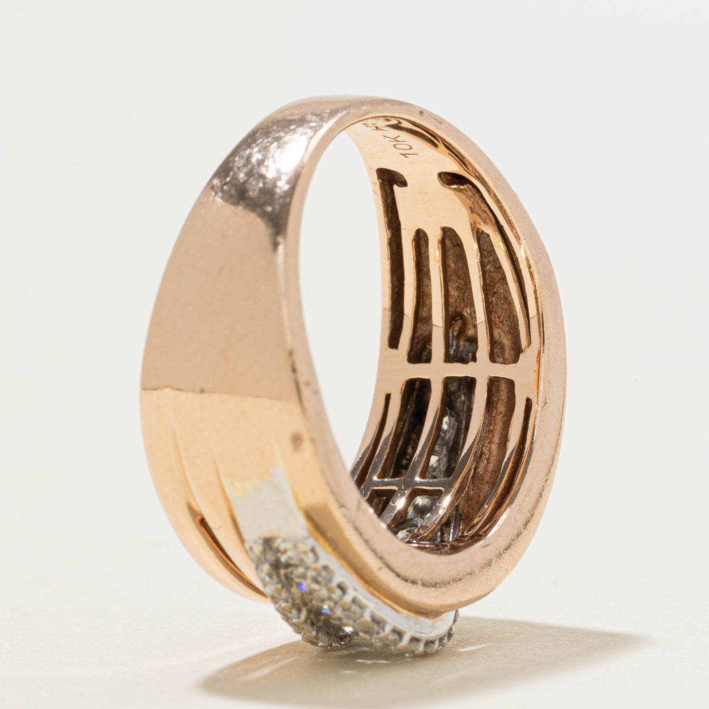 10K Diamond Multi Row Wave Band | 0.66ctw | SZ 7.5