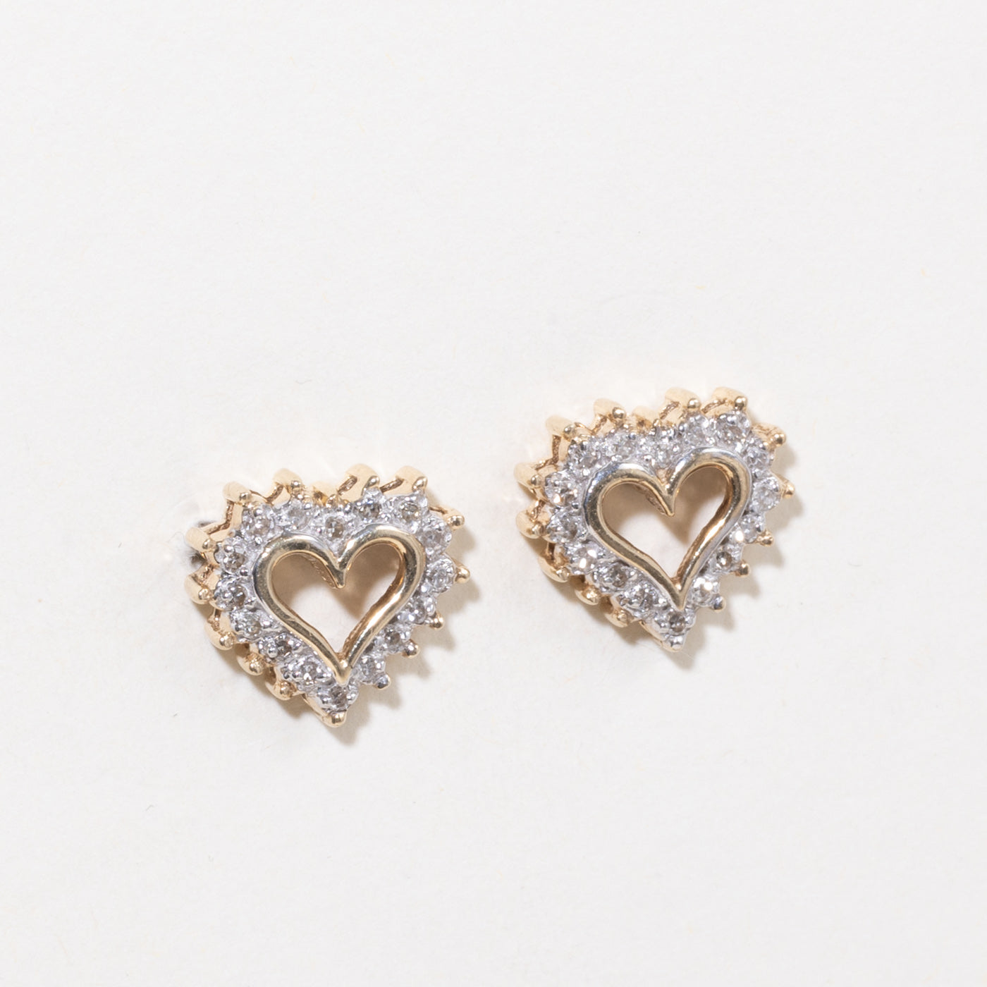 10k Diamond Petal Open Heart Stud Earrings | 0.32ctw