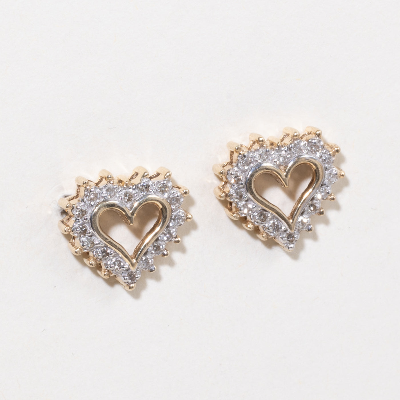 10k Diamond Petal Open Heart Stud Earrings | 0.32ctw