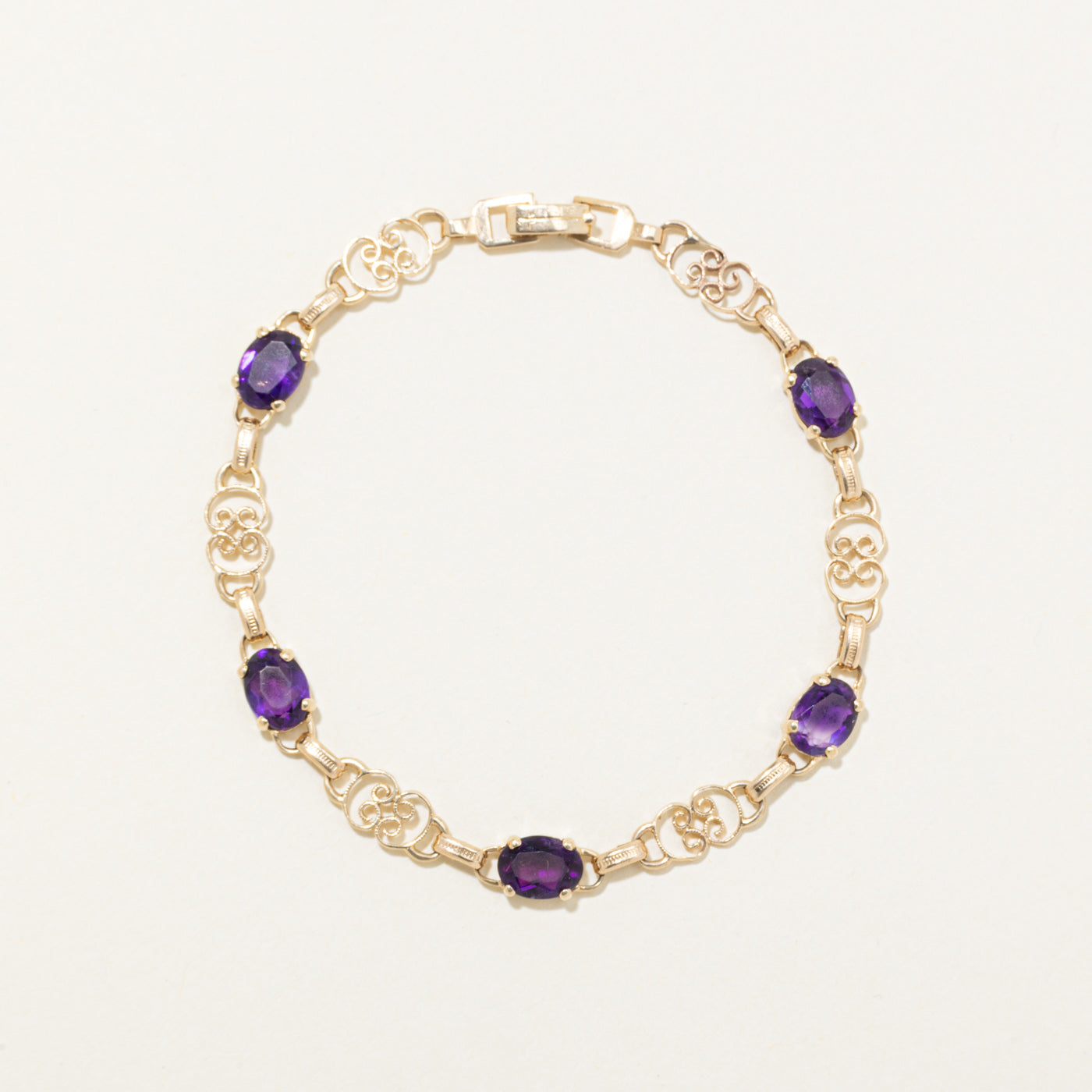 Amethyst Scrollwork Gemstone Bracelet | 5.0ctw | 7.5"