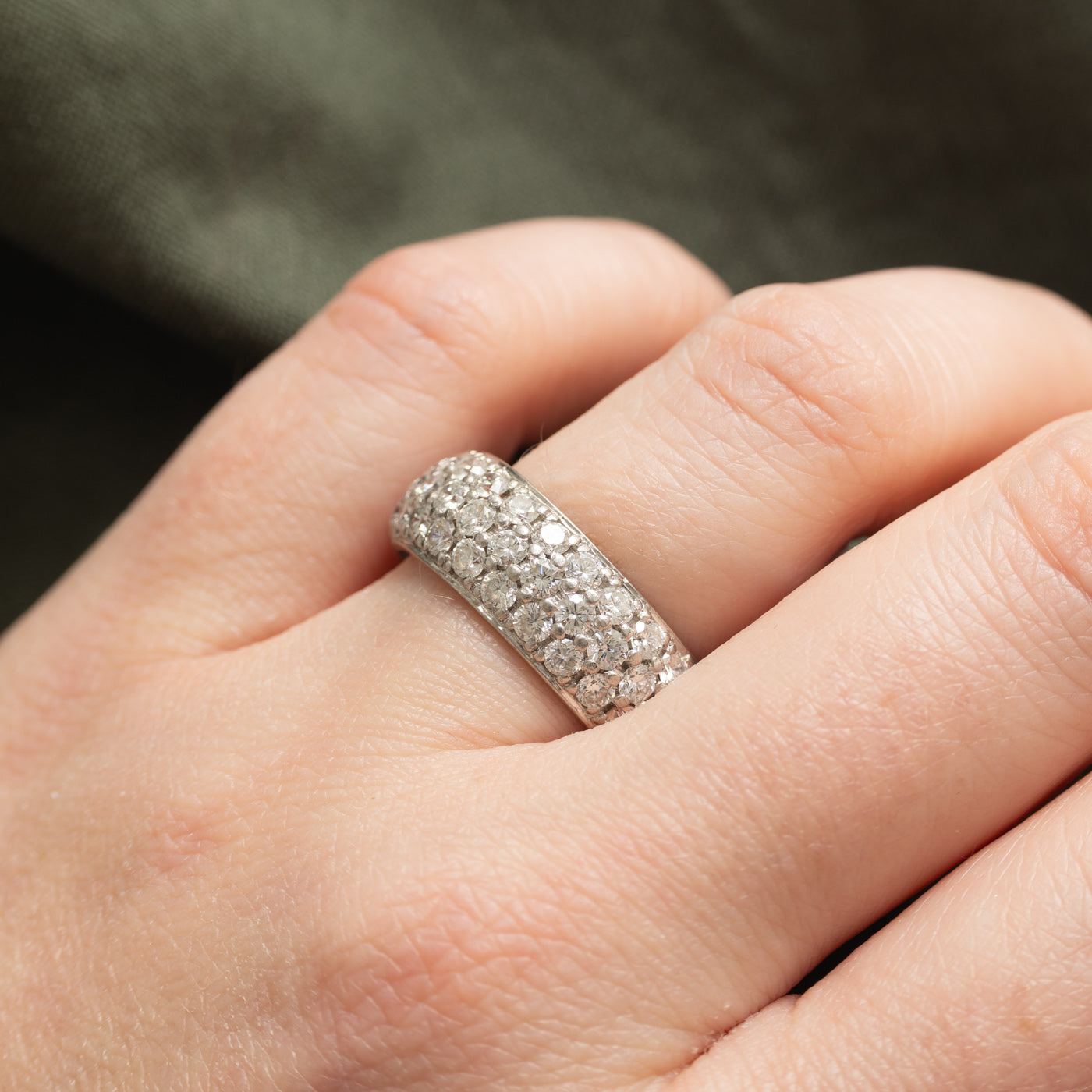 Platinum Pavé Set Semi Eternity Diamond Band | 1.85ctw | SZ 8.25