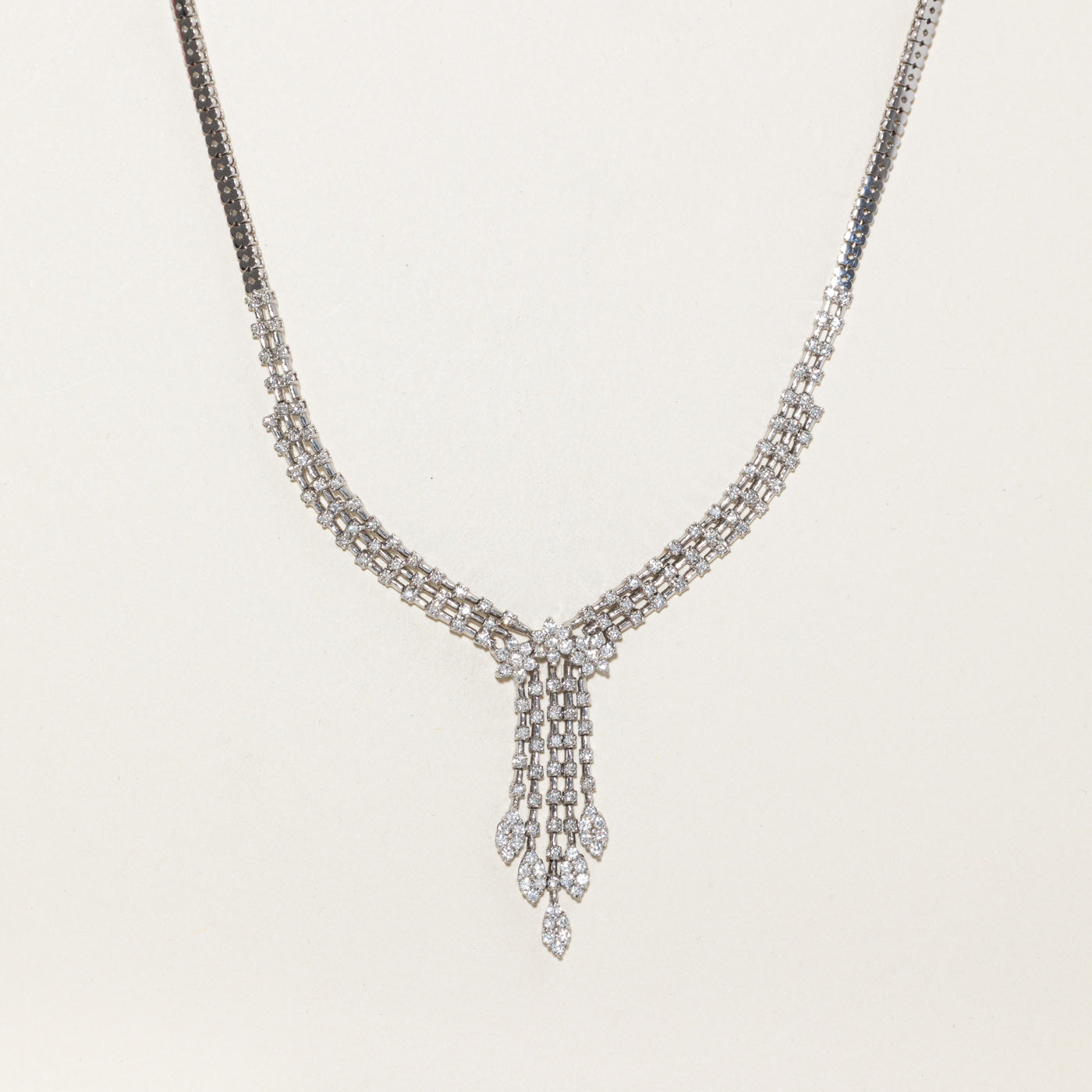 18k Diamond Waterfall Necklace | 3.03ctw | 16.5"