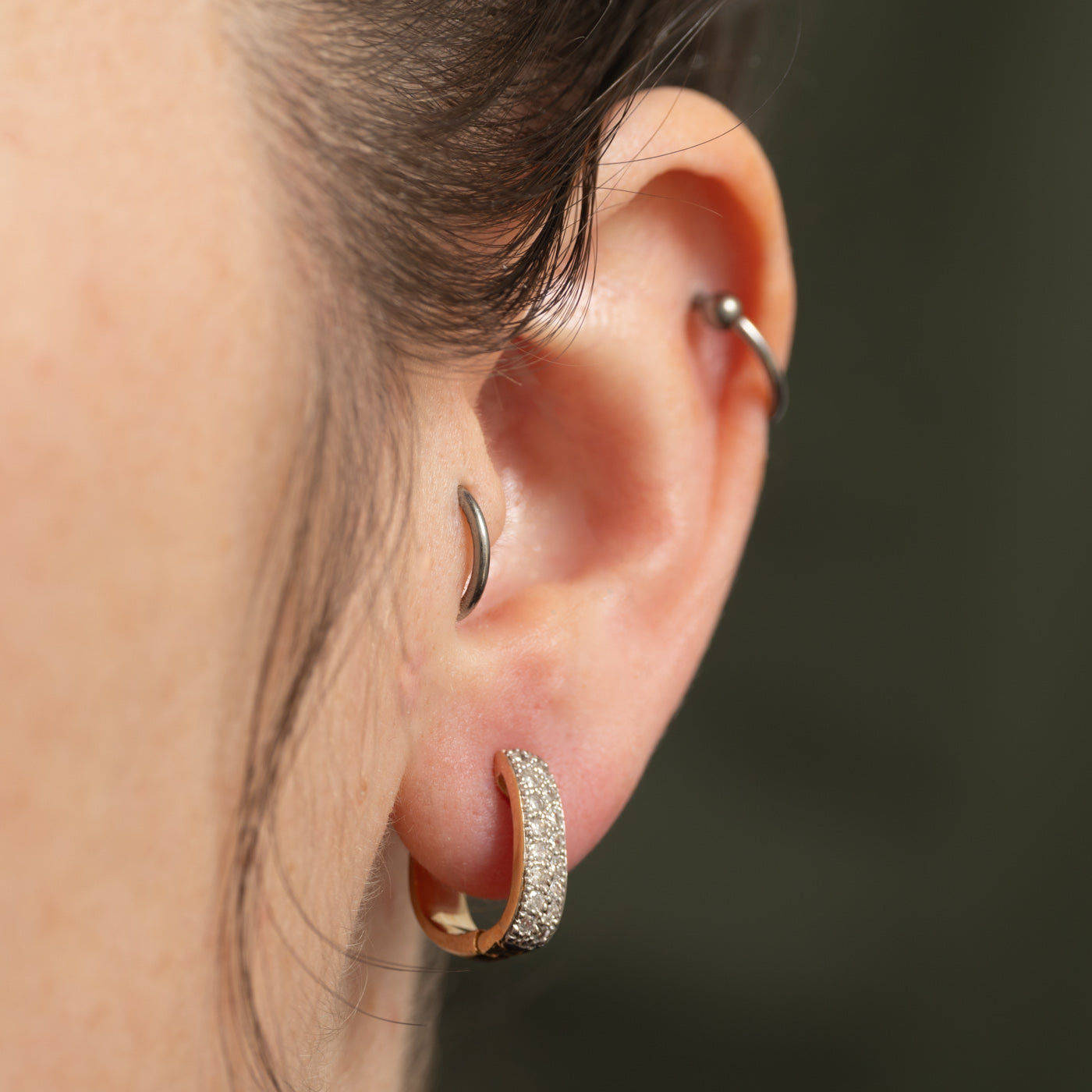 14k Pavé Set Diamond Huggie Earrings | 0.32ctw