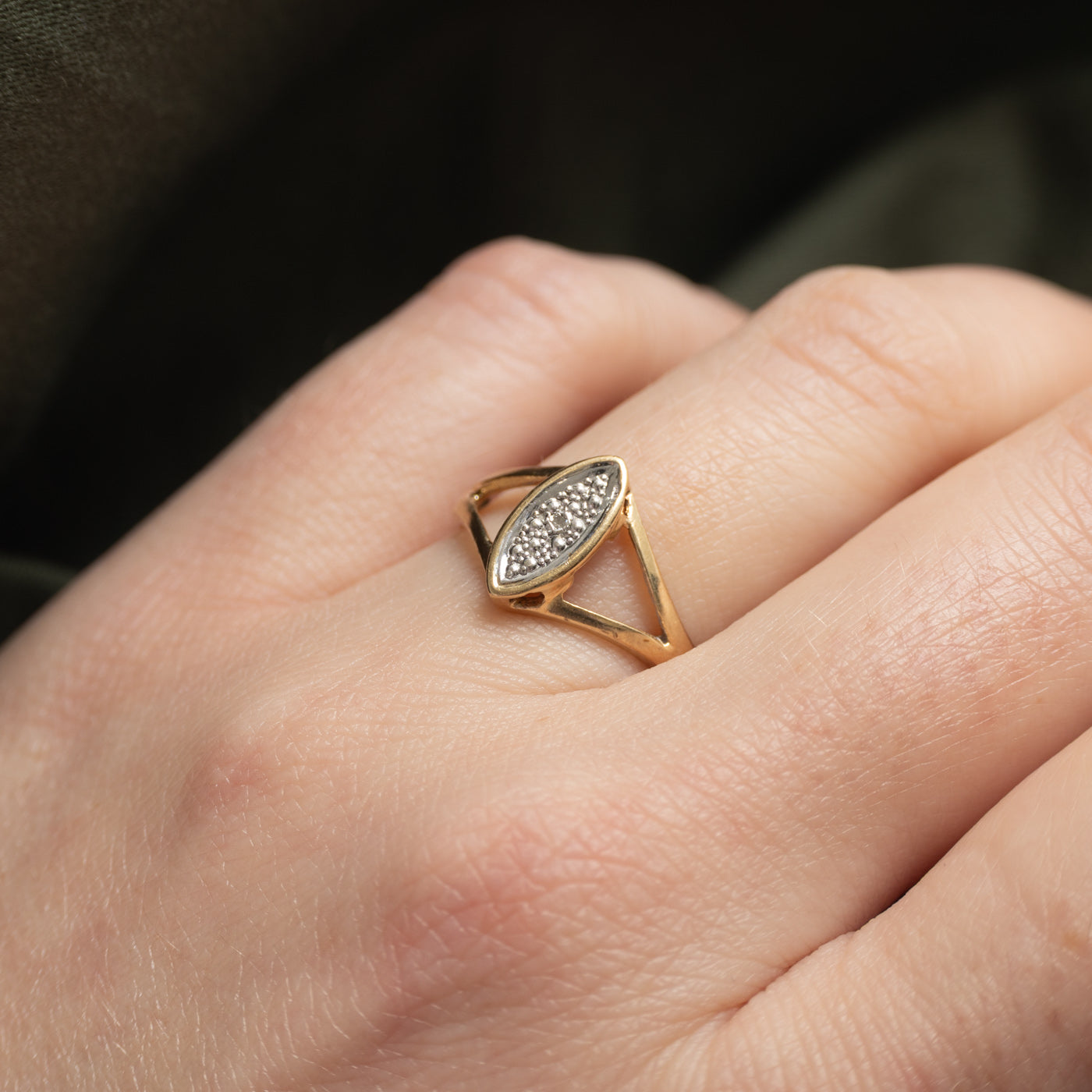 10k Diamond Marquise Cluster Open Shank Ring | SZ 6.25