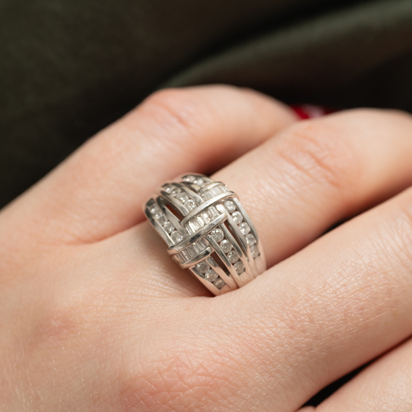 14k Channel Set Diamond Multi Row Ring | 0.90ctw | SZ 7