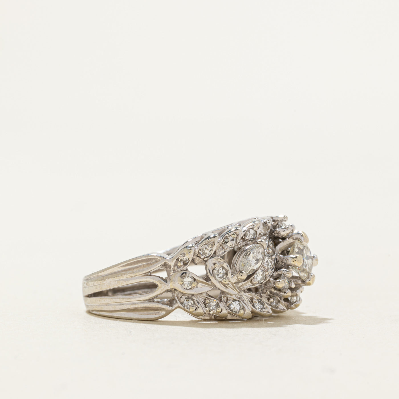 14k Diamond Accented Floral Design Ring | 0.67ctw | SZ 6.5