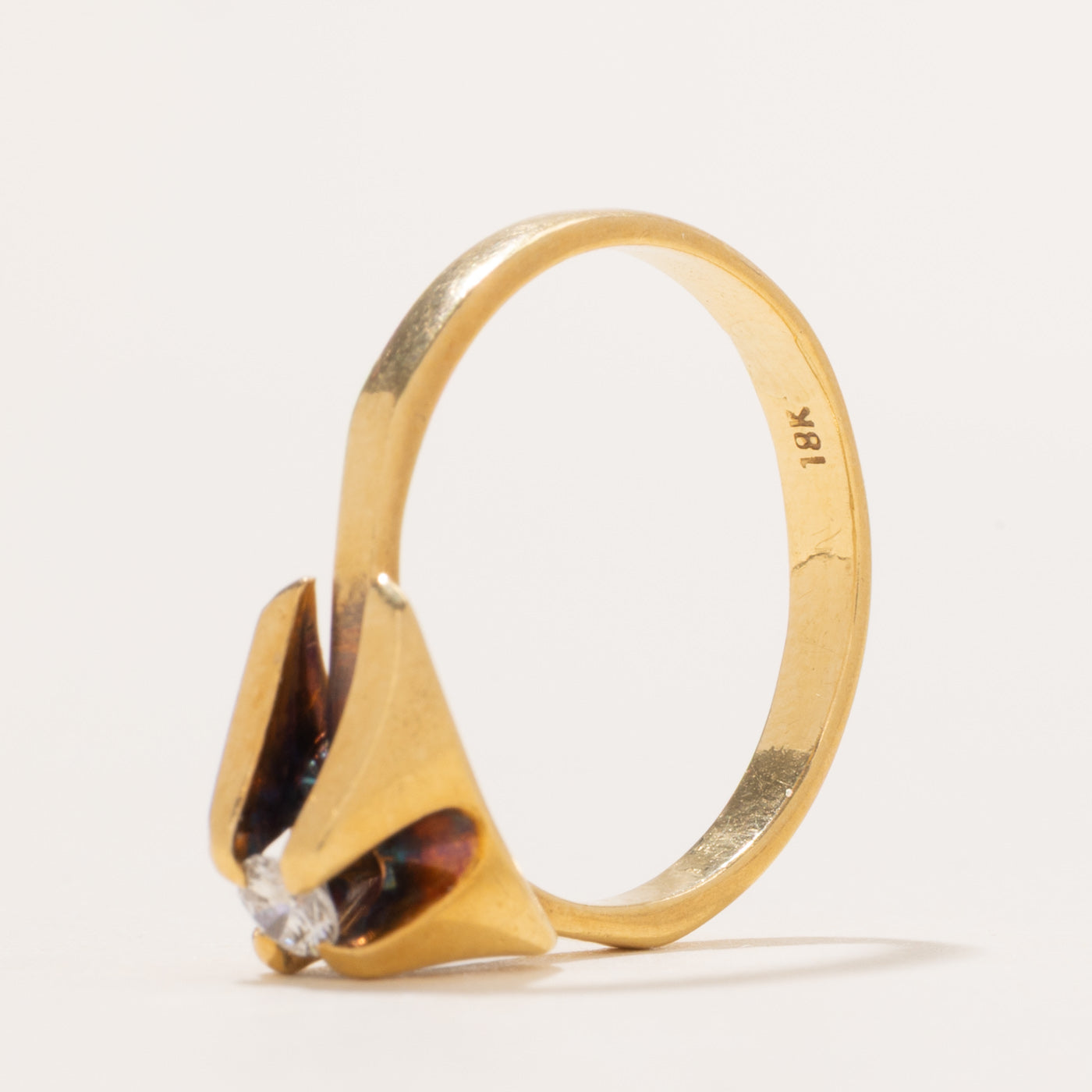 Vintage Abstract 18k Diamond Ring | 0.10 ct | SZ 6.5