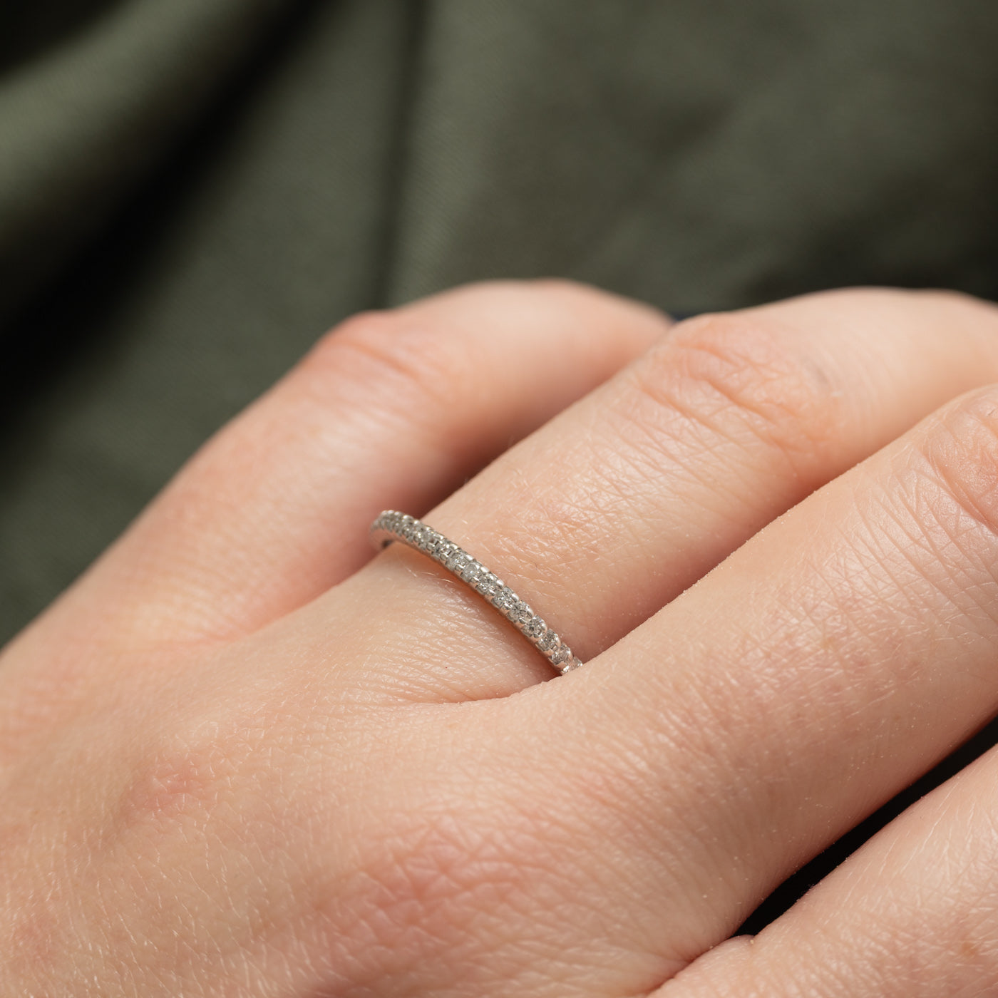 10K White Gold Semi Eternity Diamond Band | SZ 7.0