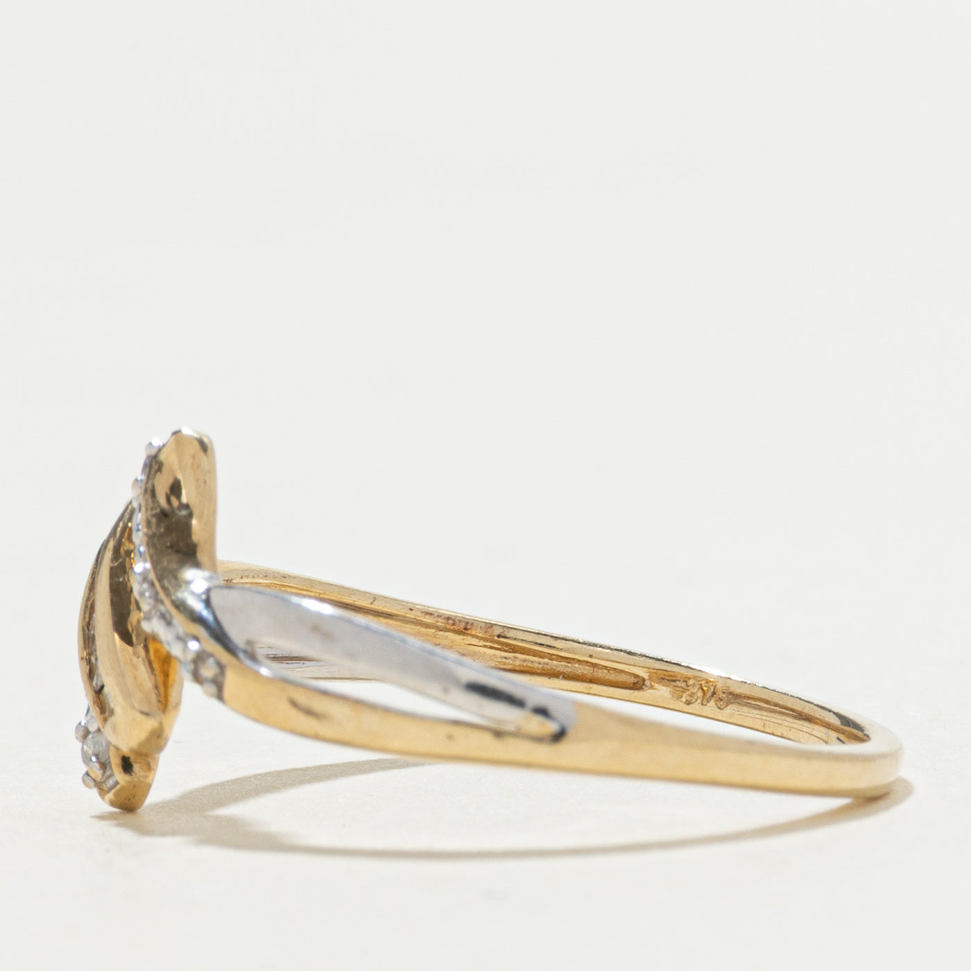 9k Baguette Cut Diamond Bypass Ring | SZ 7.75