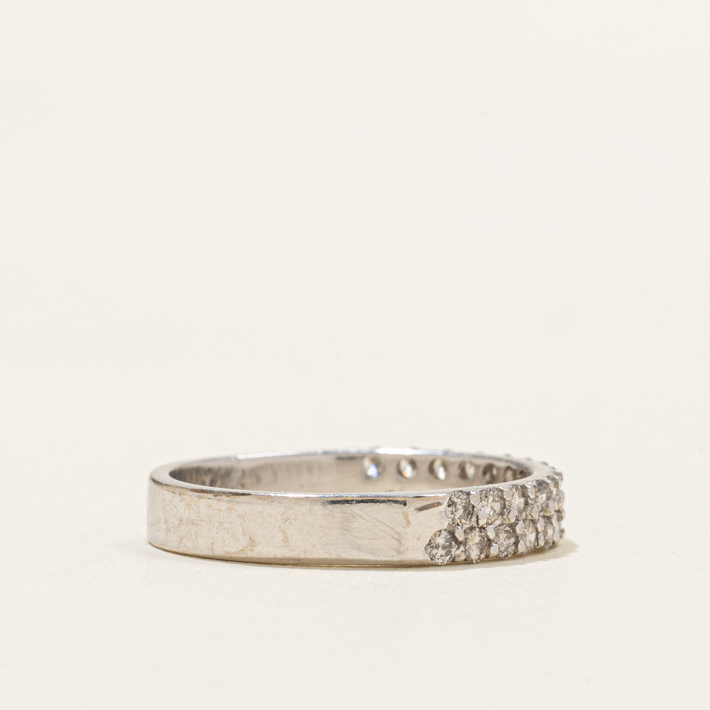 Alliance demi-éternité double rangée en or 10 carats | 0,50 ct au total | Taille 5,5