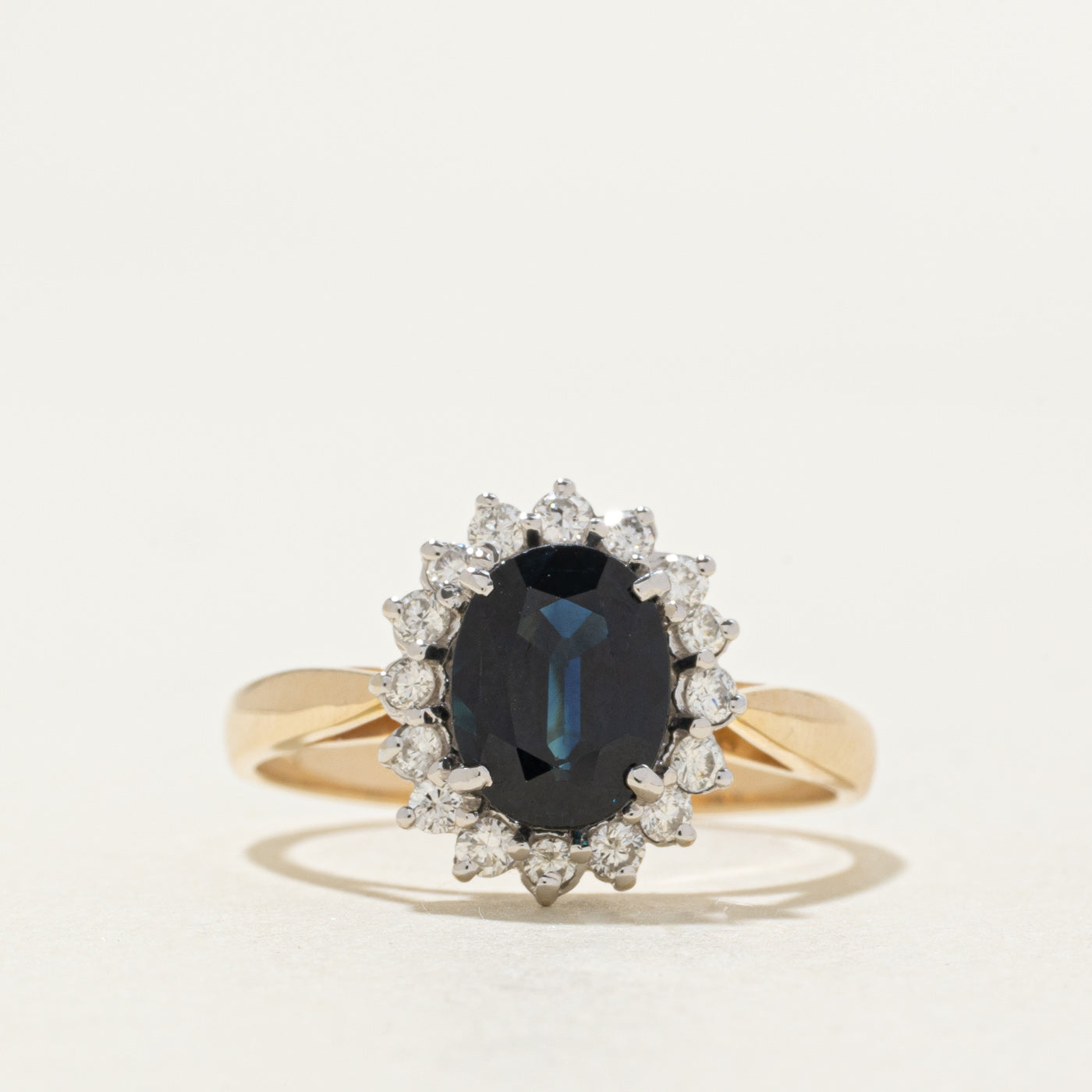 14k Sapphire & Diamond Petal Halo Ring | 1.43ct, 0.28ctw | SZ 7.25