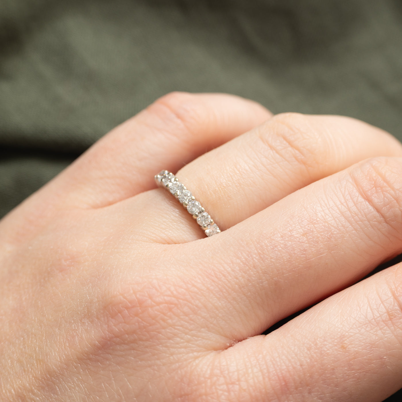 14K White Gold Semi Eternity Diamond Band | 0.55ctw | SZ 4.5