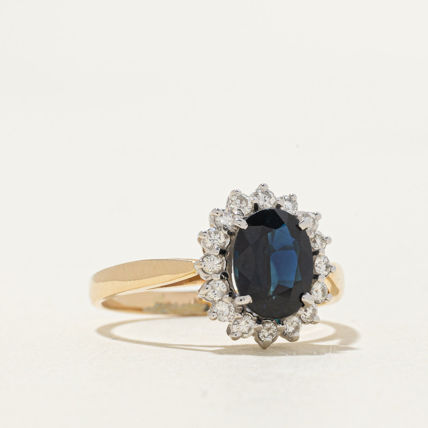 14k Sapphire & Diamond Petal Halo Ring | 1.43ct, 0.28ctw | SZ 7.25