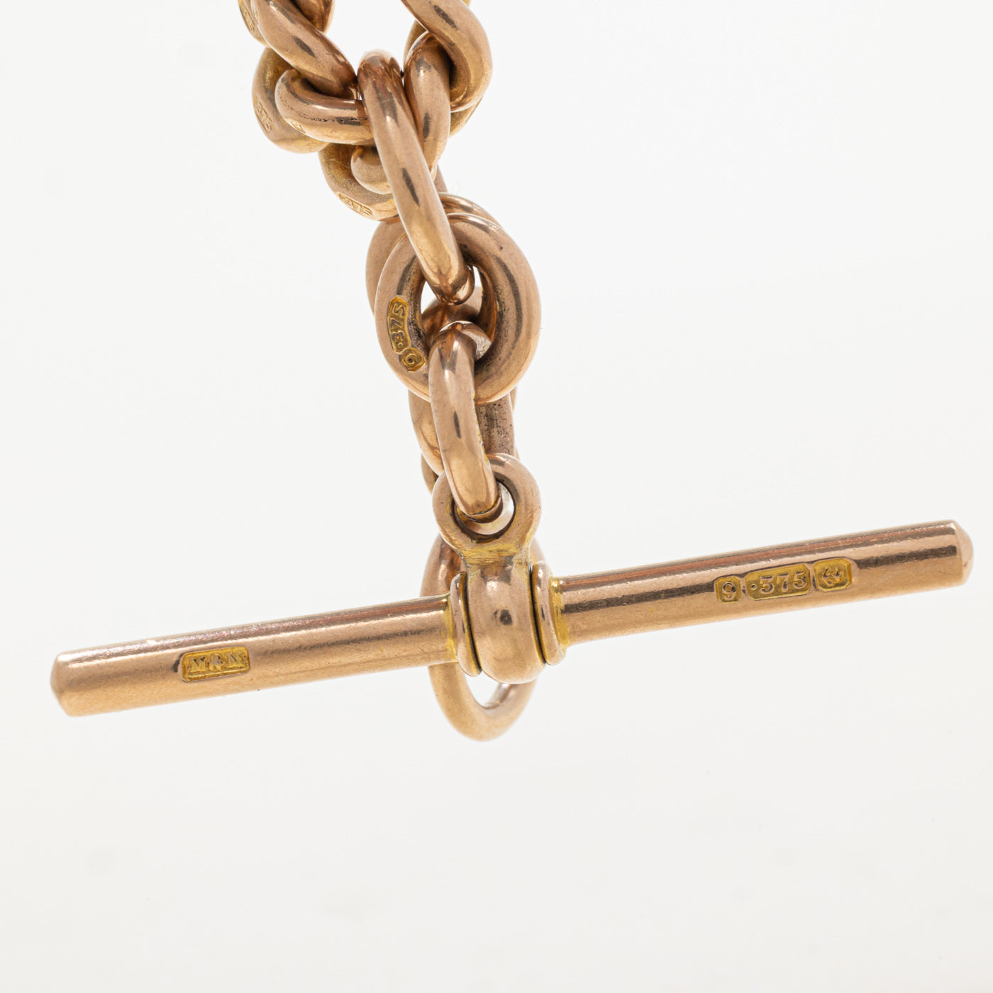 Birmingham 9K Yellow Gold T Bar Watch Chain | 6.55mm | 14.5" |