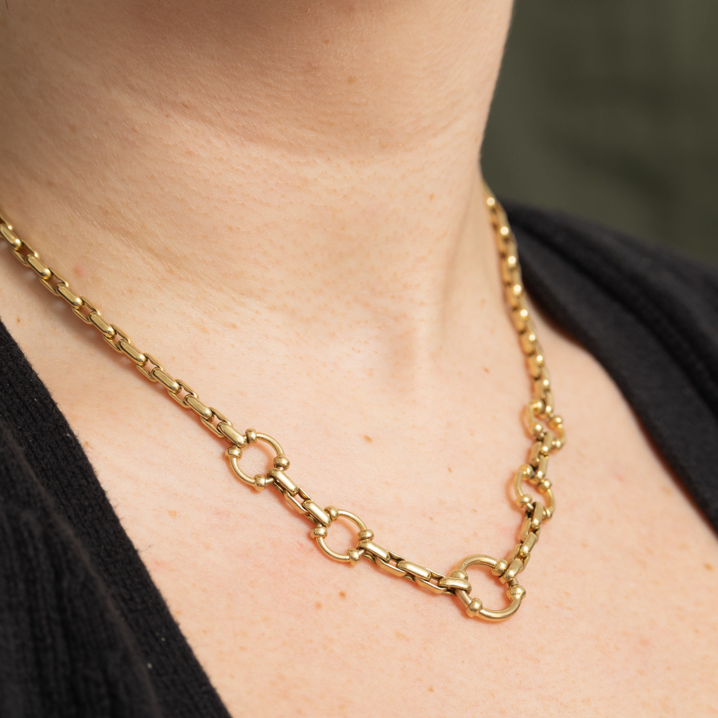 14k Yellow Gold Circle Link Necklace | 17.5"