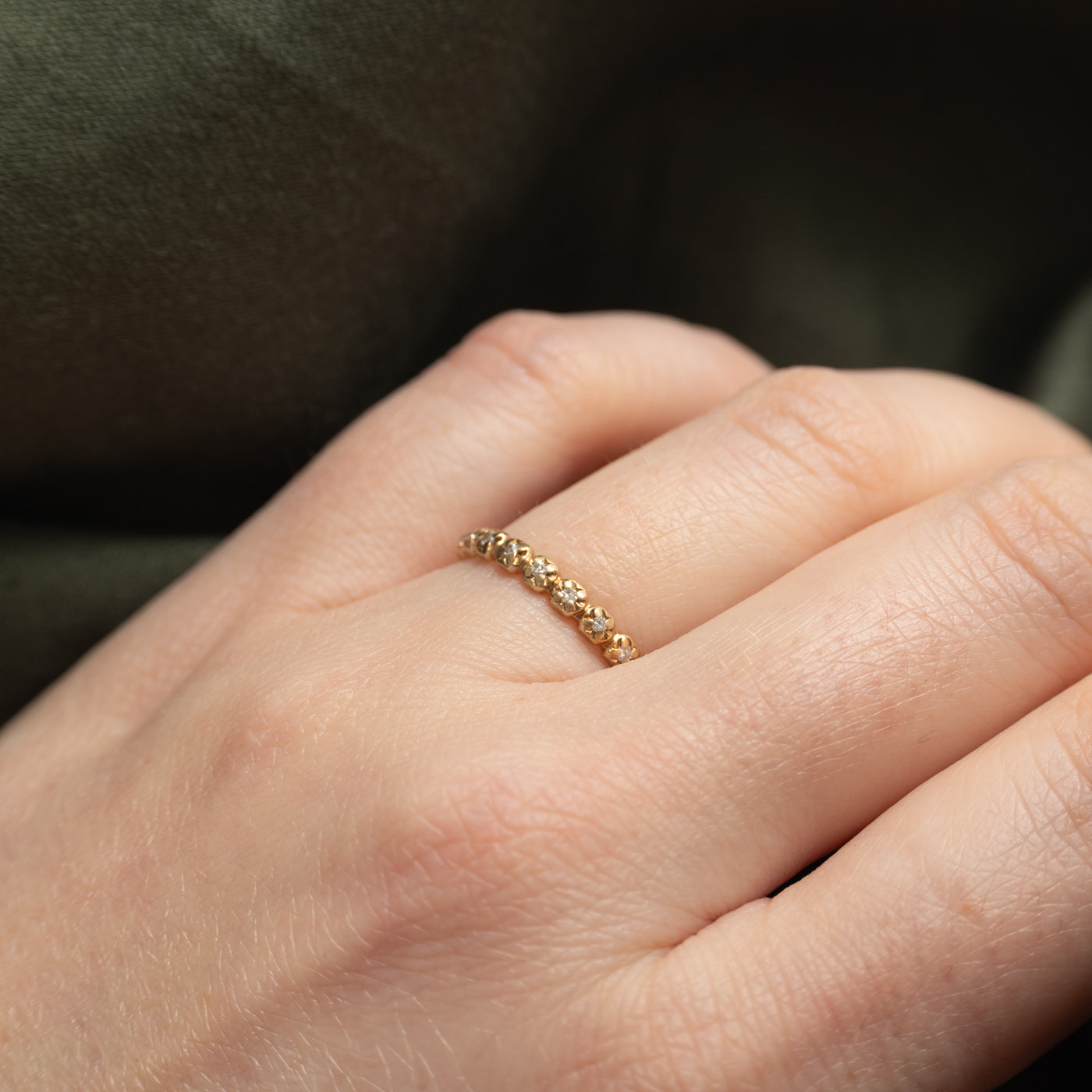 10k Semi Eternity Diamond Textured Band | SZ 6
