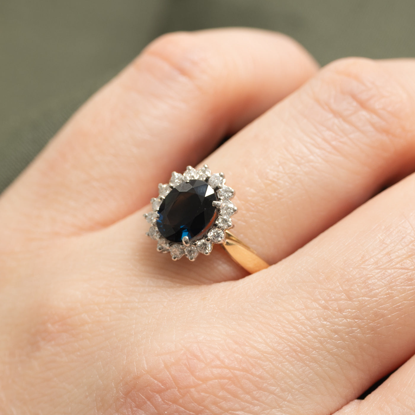 14k Sapphire & Diamond Petal Halo Ring | 1.43ct, 0.28ctw | SZ 7.25