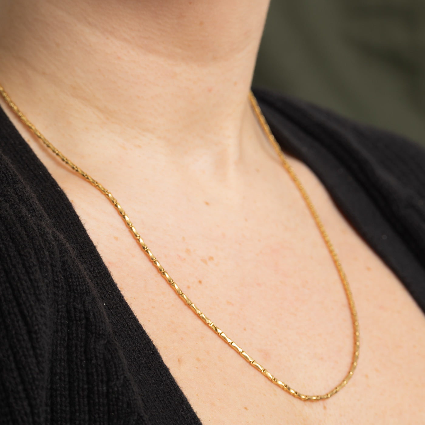 18k Yellow Gold Textured Bead Chain | 21"