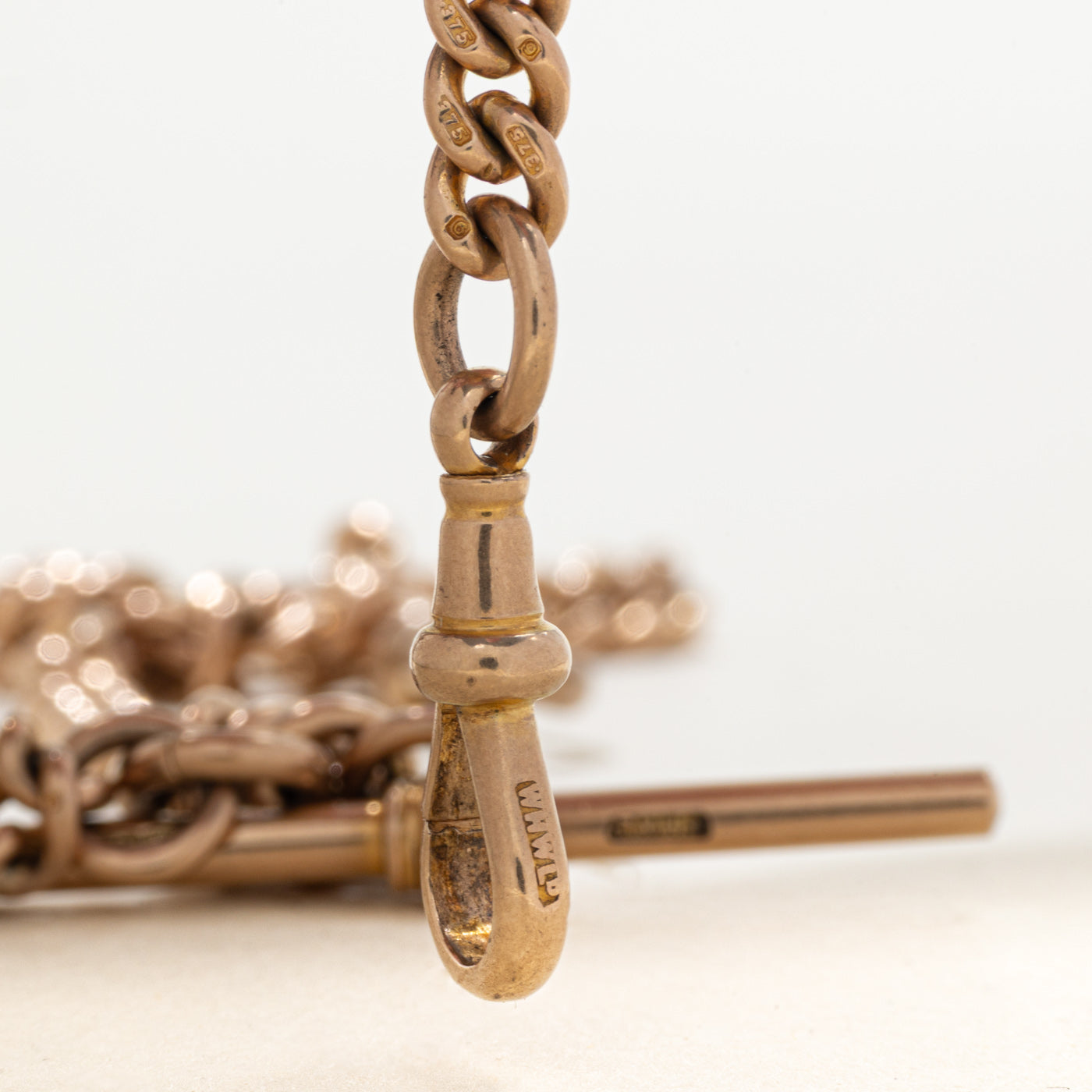 1930 Birmingham 9K Rose Gold T Bar Watch Chain | 4.60mm | 15" |