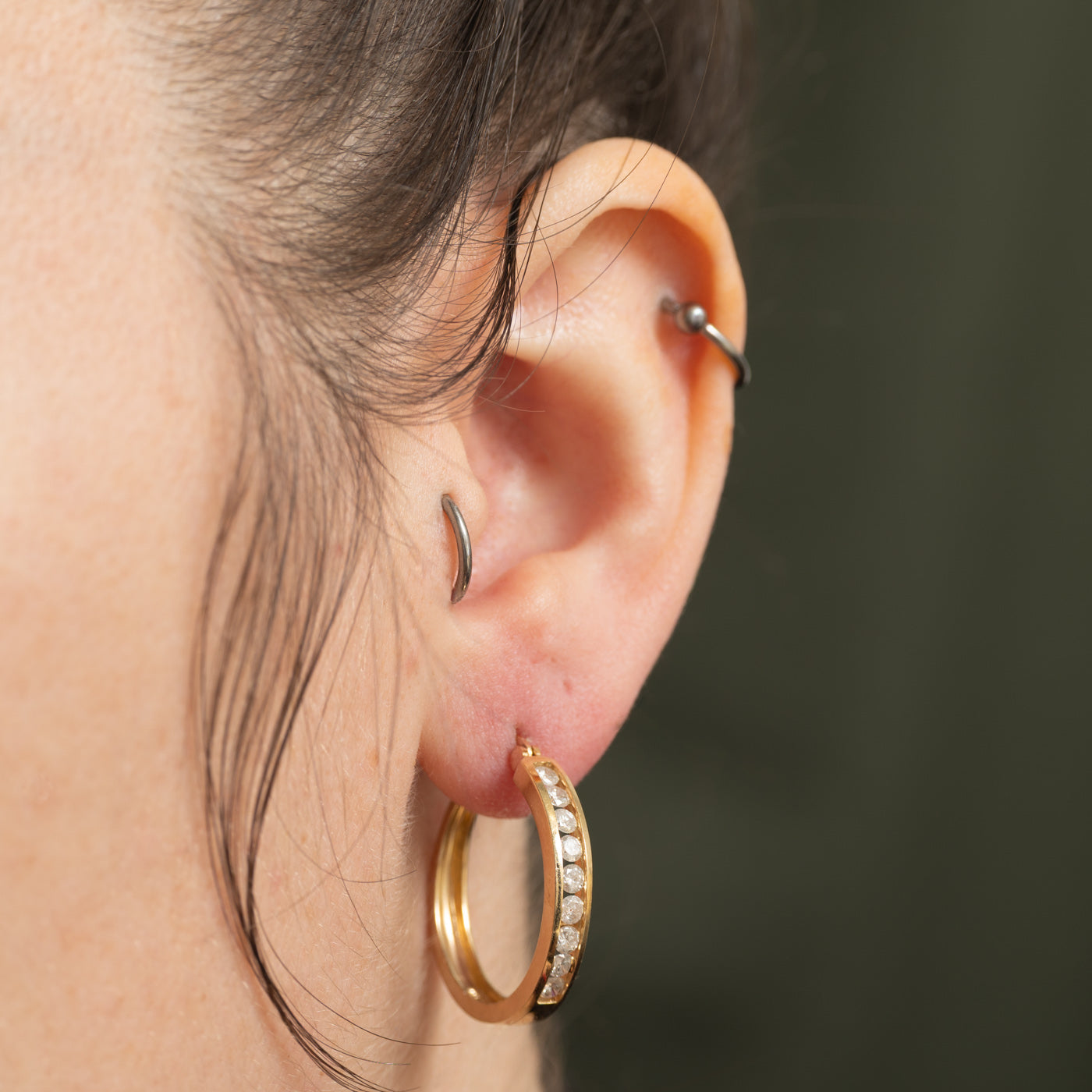 14K Illusion Set Diamond Hoop Earrings | 1.00ctw