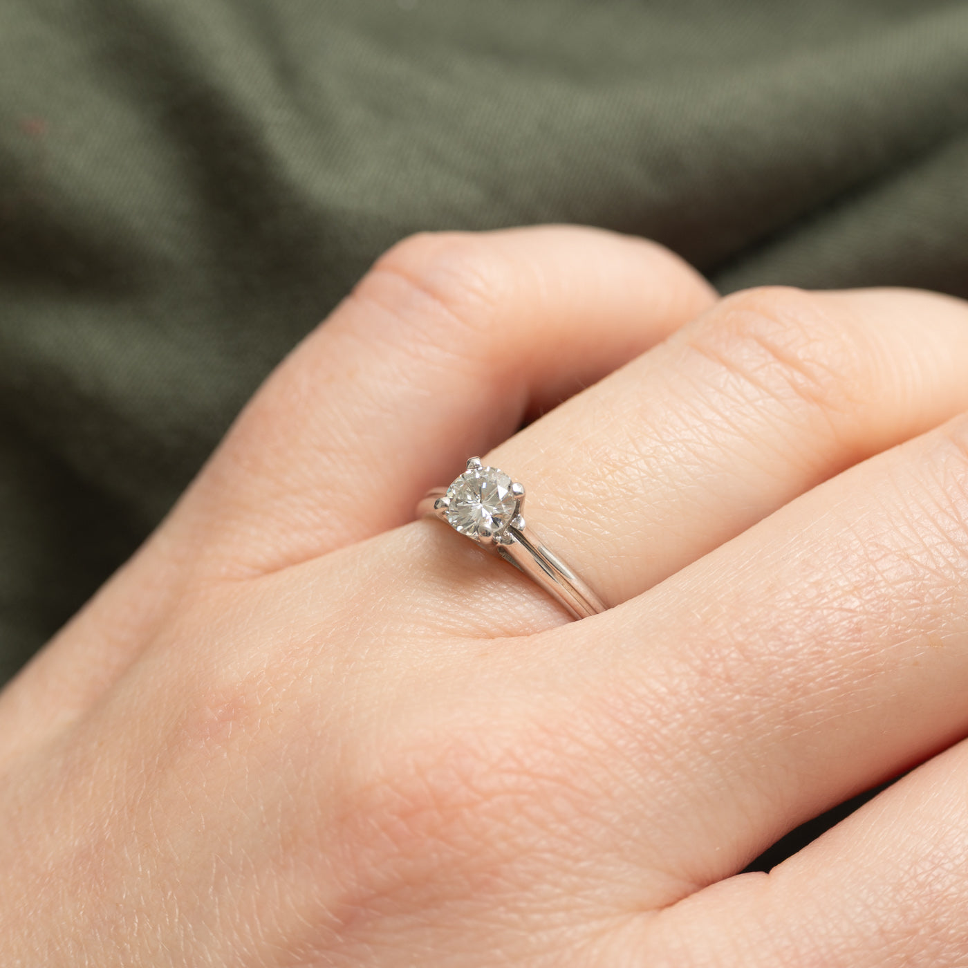 ‘Birks’ 18k Round Brilliant Solitaire Diamond Ring | 0.47ct VS1 H/I | SZ 5.75