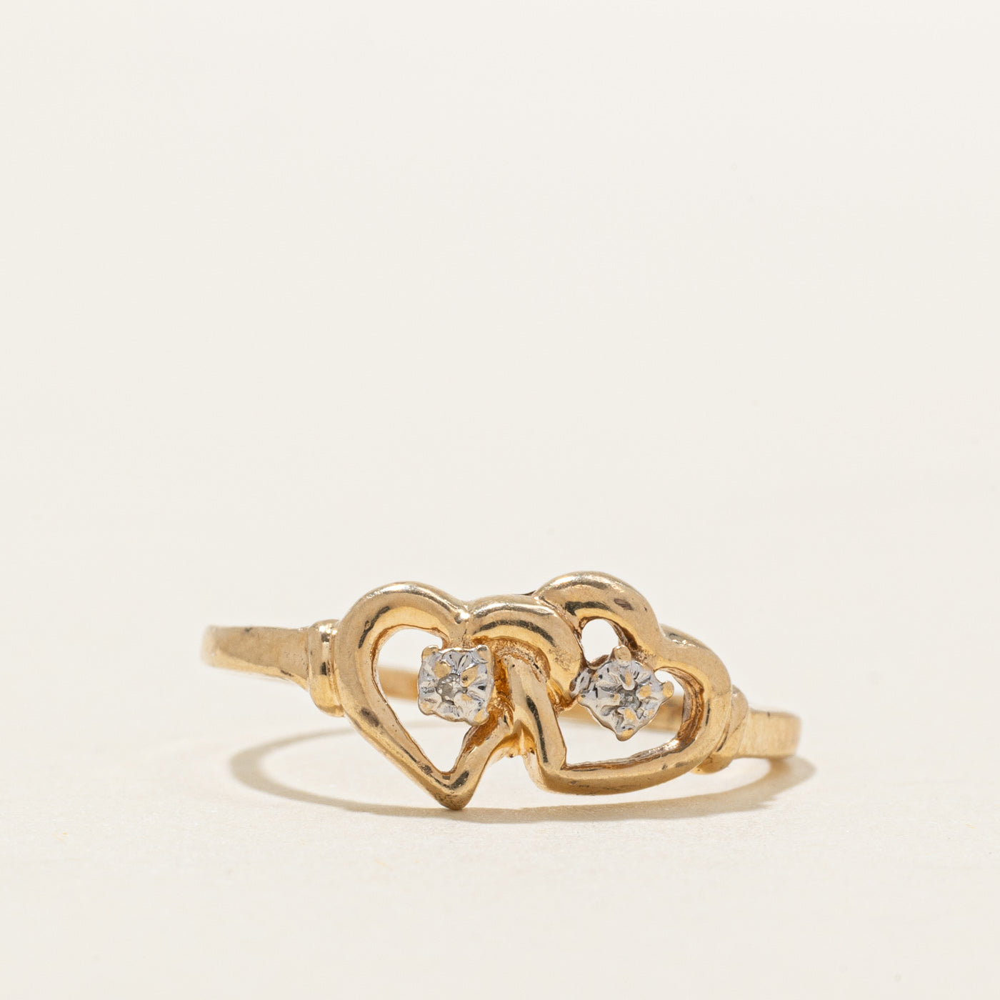 Bague double cœur en diamant 10 carats | Taille 7.0