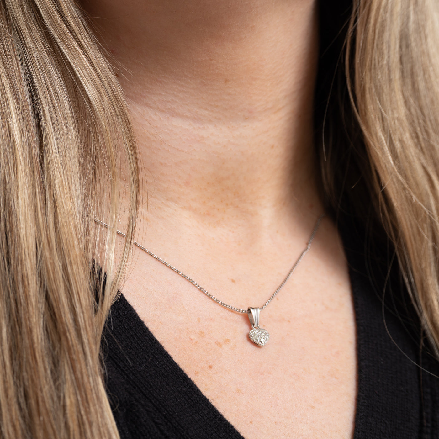 14K Pavé Set Diamond Heart Pendant