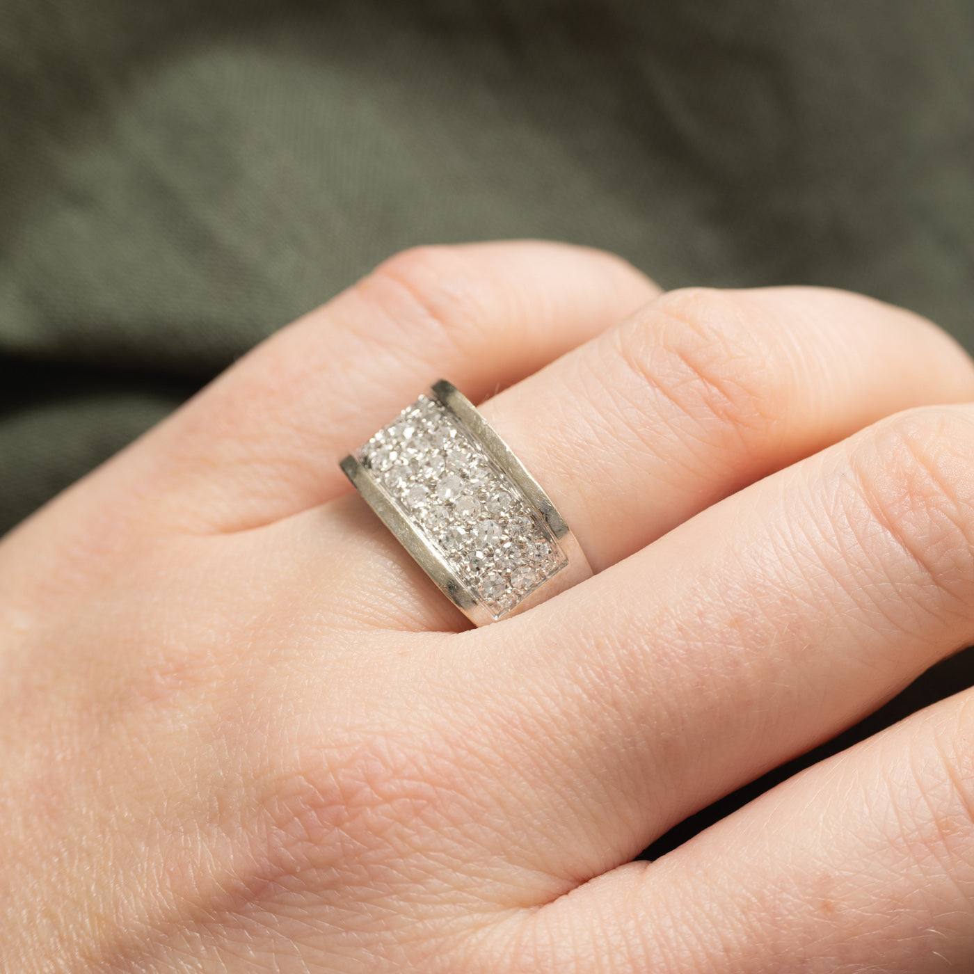 14K White Gold Pavé Set Diamond Chunky Band | 0.50ctw | SZ 7.5