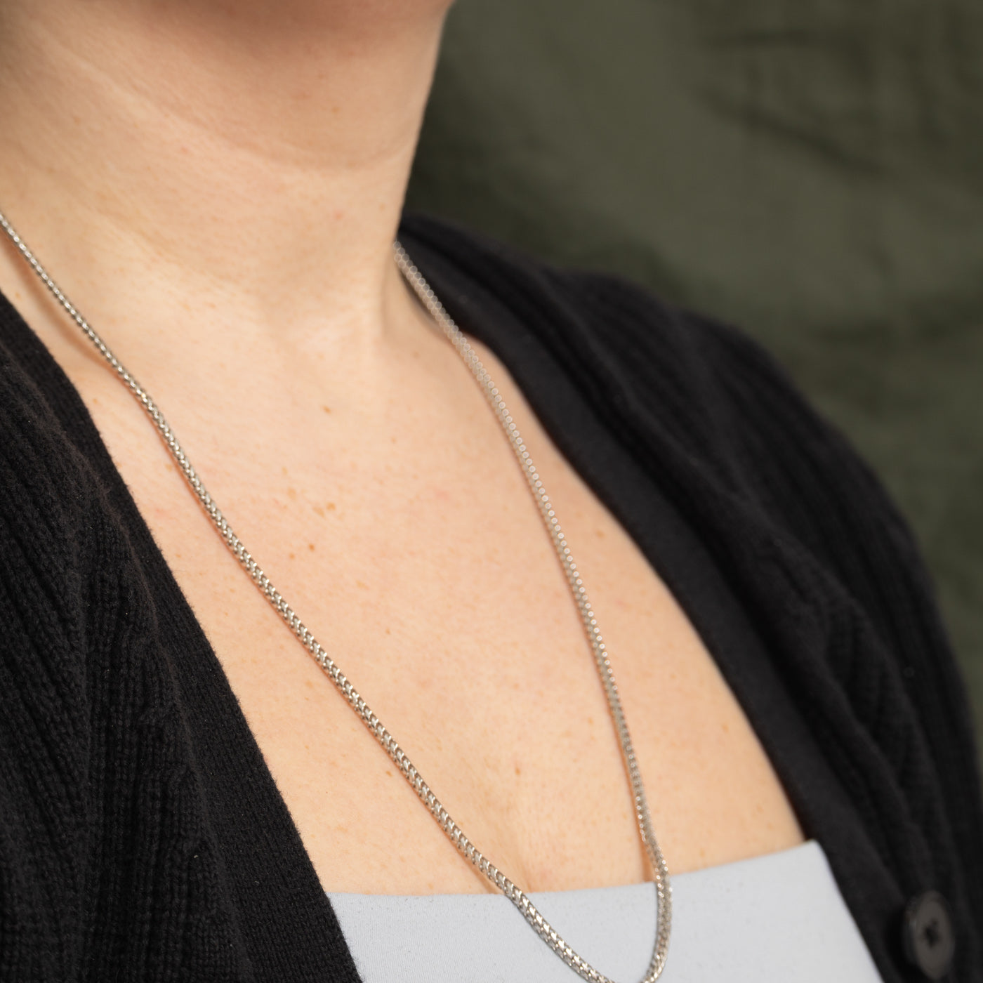 10k White Gold Foxtail Chain | 26"