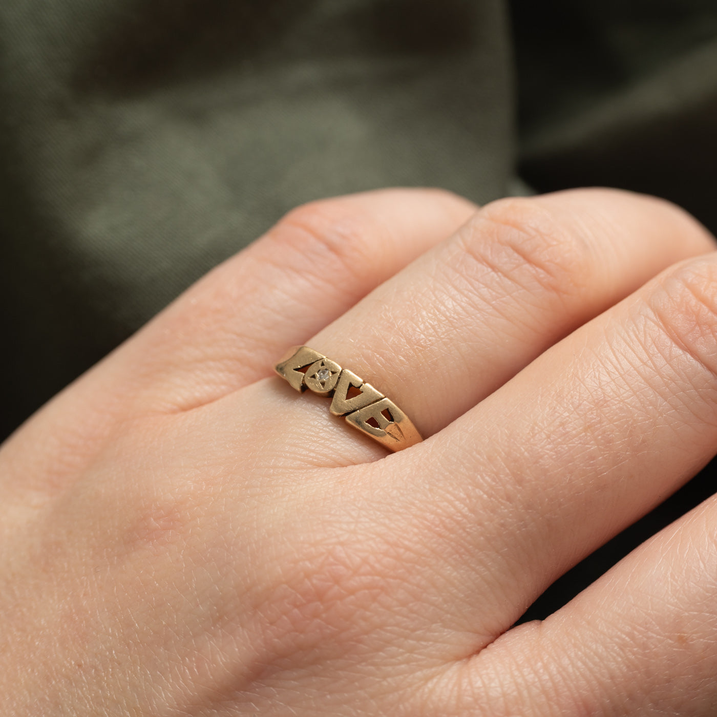 Bande « LOVE » diamant 14K | Taille 6.0