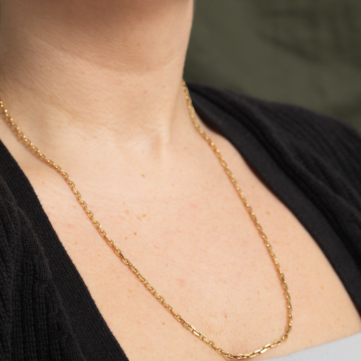 10k Yellow Gold Knife Edge Cable Link Chain | 24"