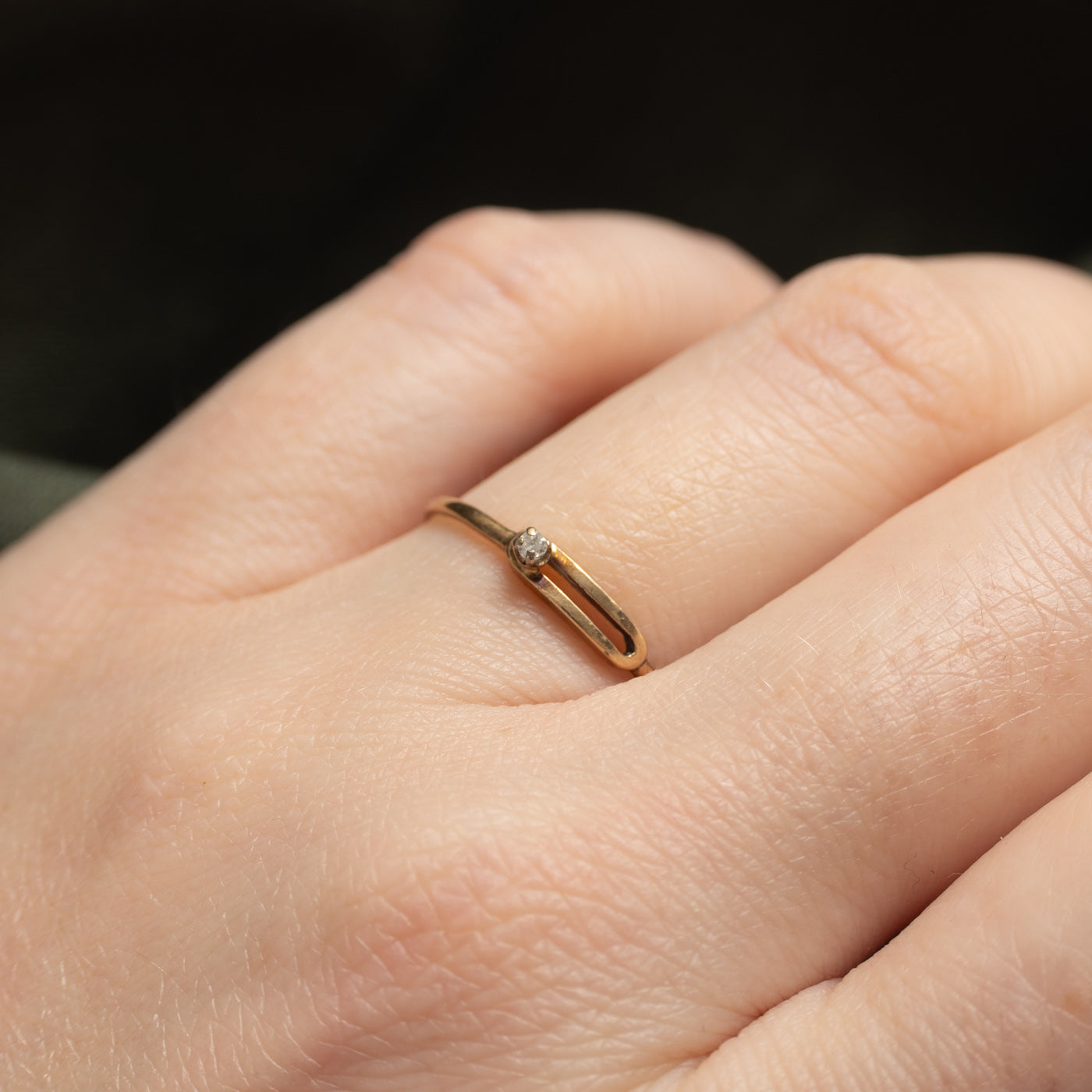 10k Diamond Geometric Thin Ring | SZ 6.25