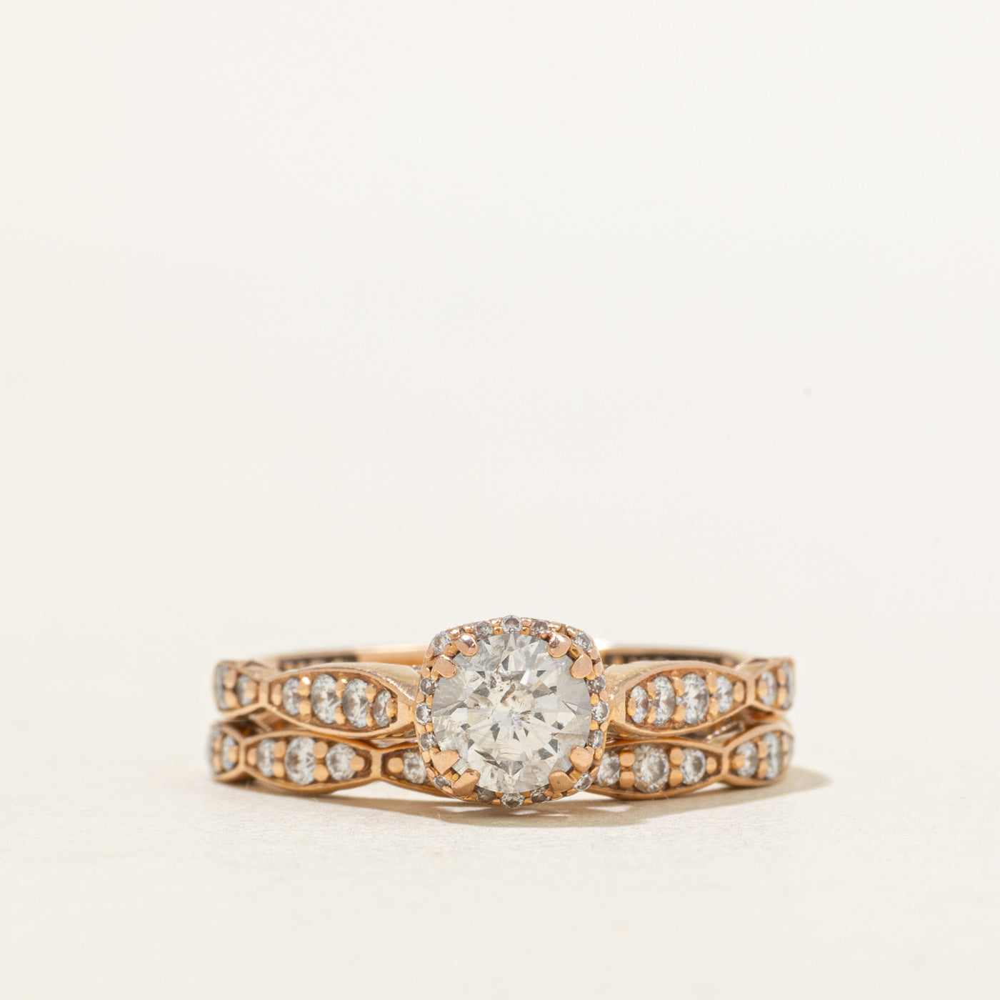 ‘Tacori’ 18k Diamond Halo Wedding Ring Set | 0.51ct I2 F/G, 0.44ctw | SZ 6