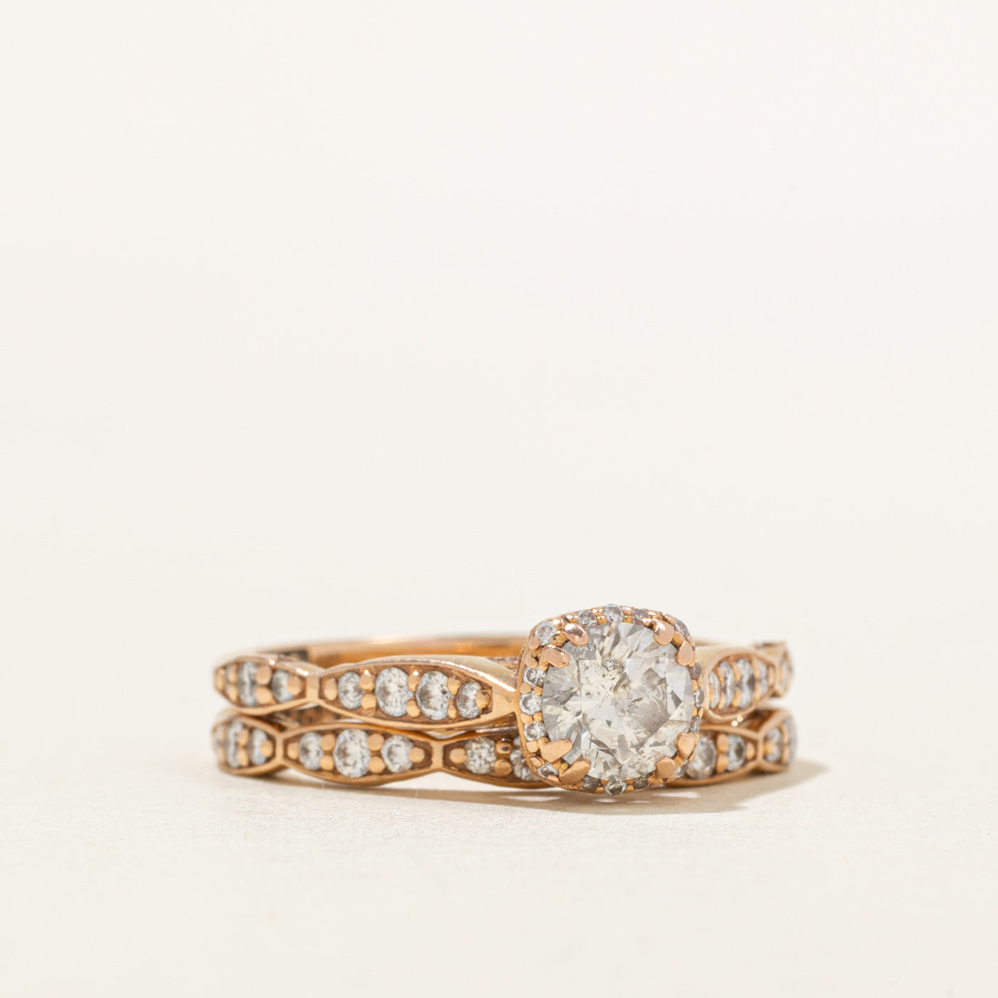 ‘Tacori’ 18k Diamond Halo Wedding Ring Set | 0.51ct I2 F/G, 0.44ctw | SZ 6