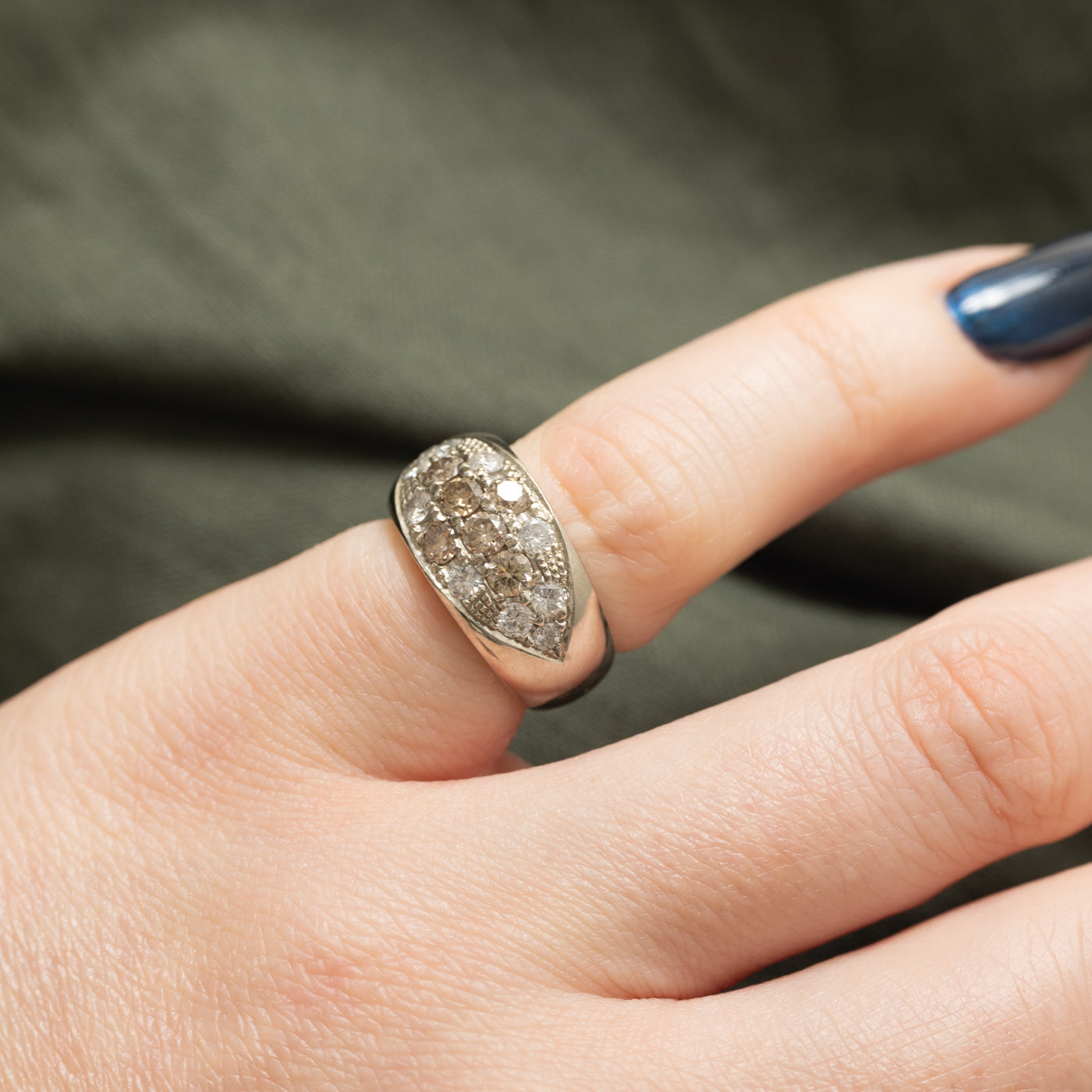 14K Fancy Light Brown Diamond Cluster Cocktail Ring | 0.95ct | SZ 2.5