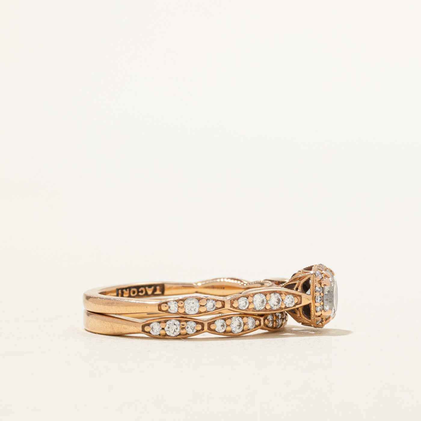 ‘Tacori’ 18k Diamond Halo Wedding Ring Set | 0.51ct I2 F/G, 0.44ctw | SZ 6