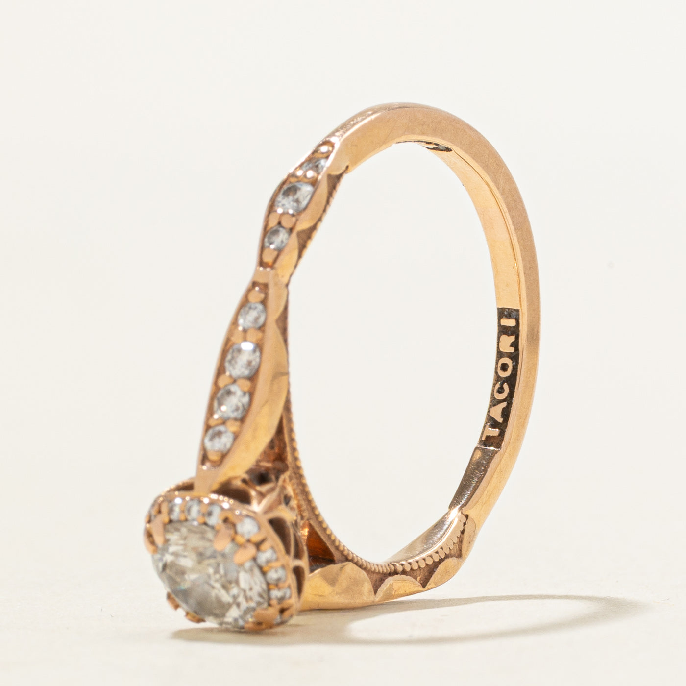 ‘Tacori’ 18k Diamond Halo Wedding Ring Set | 0.51ct I2 F/G, 0.44ctw | SZ 6