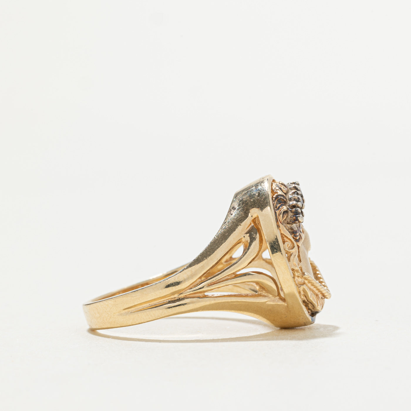 10k Diamond Portrait Cameo Ring | SZ 8.5