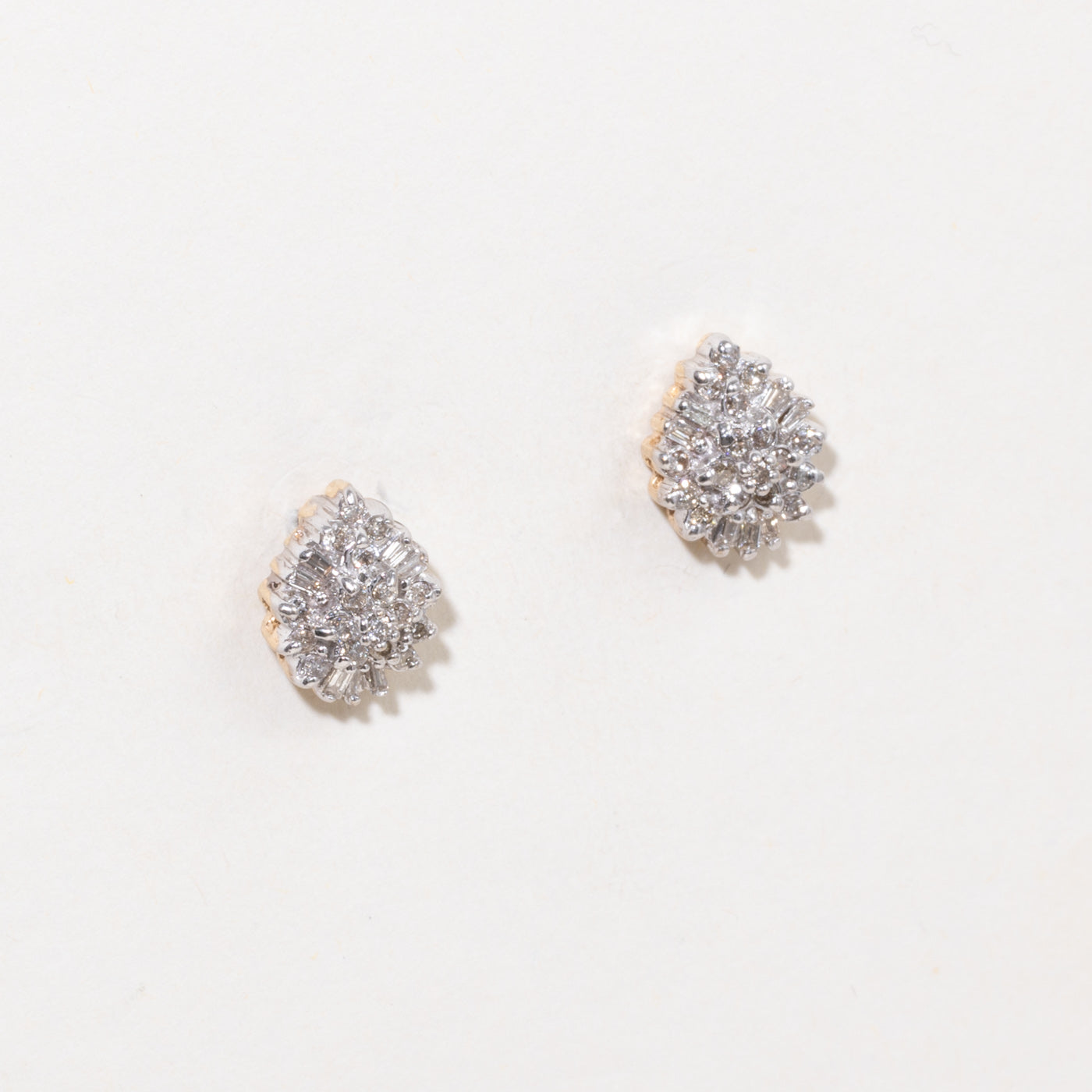 10k Diamond Cluster Pear Shaped Stud Earrings | 0.32ctw