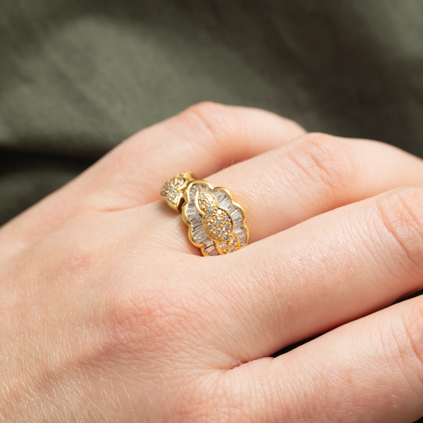 18K Mixed Cut Diamond Leaf Design Ring | 0.55ctw | SZ 6.25