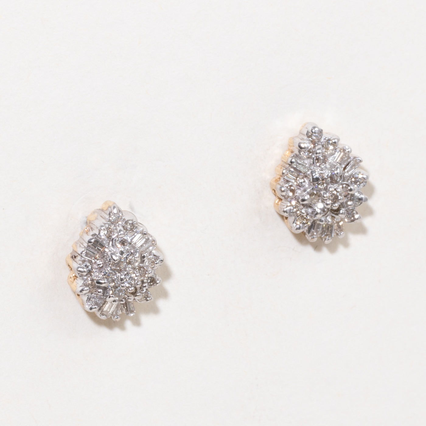 10k Diamond Cluster Pear Shaped Stud Earrings | 0.32ctw
